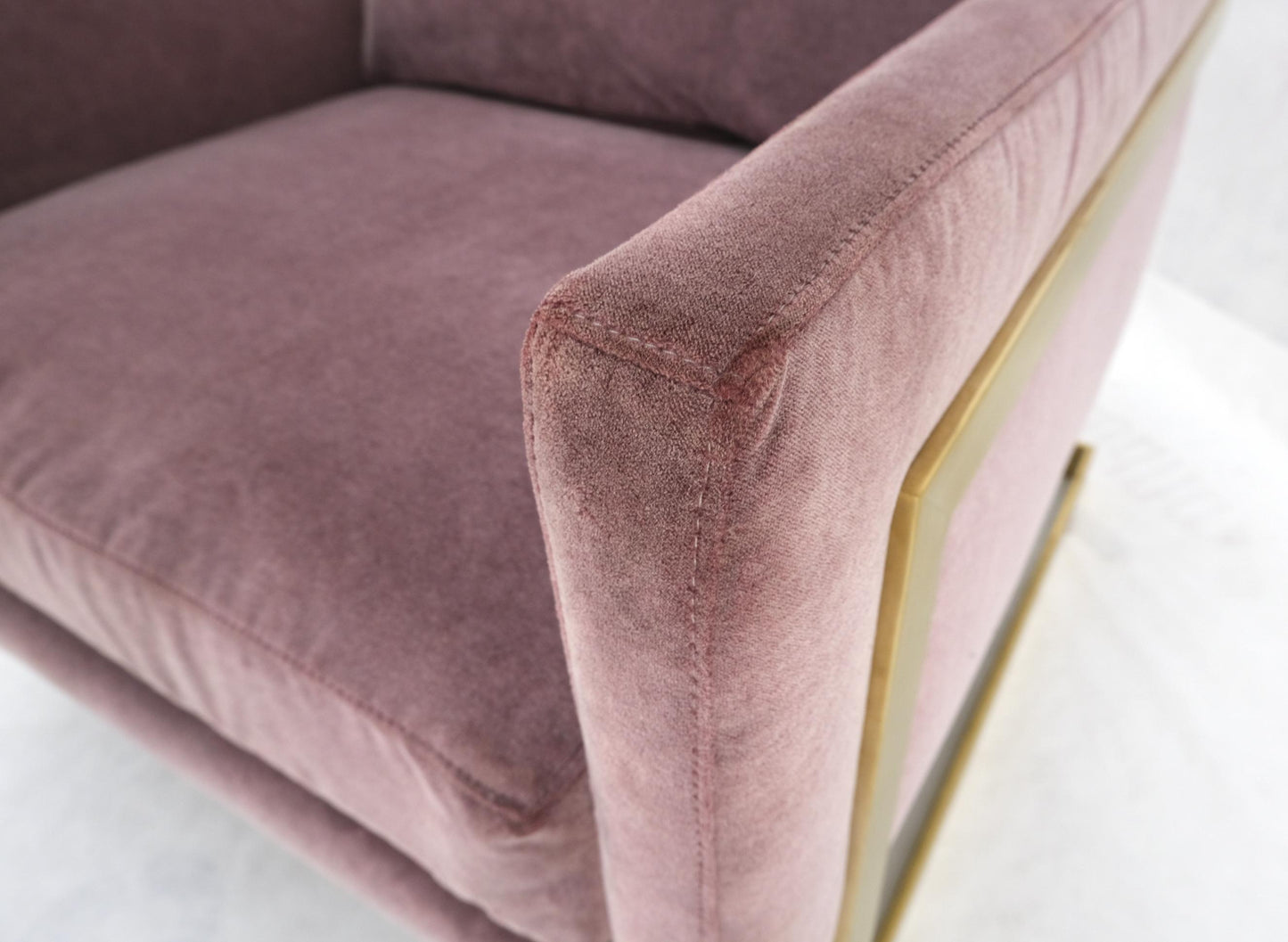 EstablishedLines Brass Frame Shape Base Cube Shape Lounge Chair