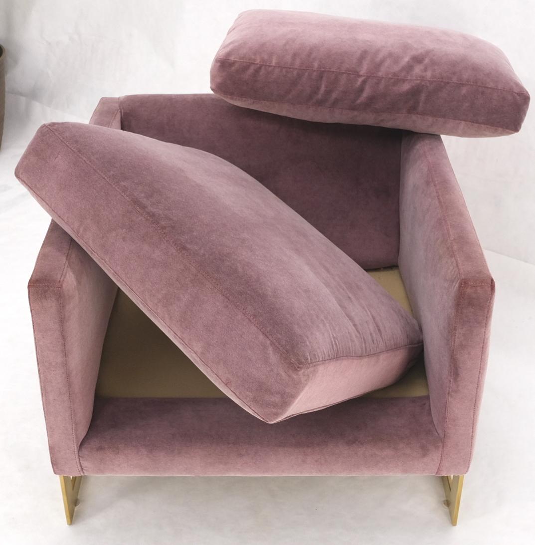 EstablishedLines Brass Frame Shape Base Cube Shape Lounge Chair