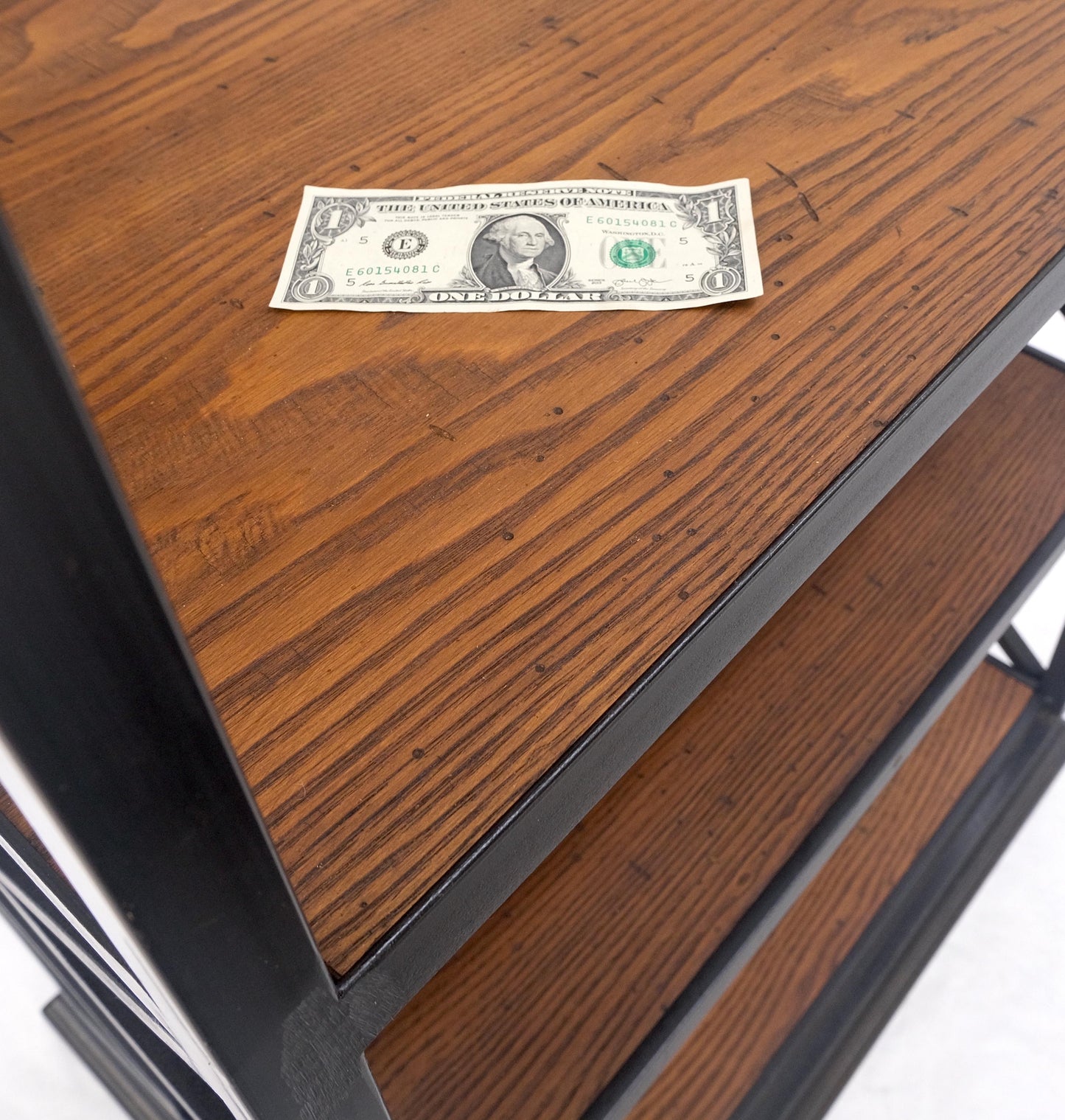 EstablishedLines Black Steel & Wormy Chestnut Shelves 8 Foot Tall Etagere BookCase Display MINT