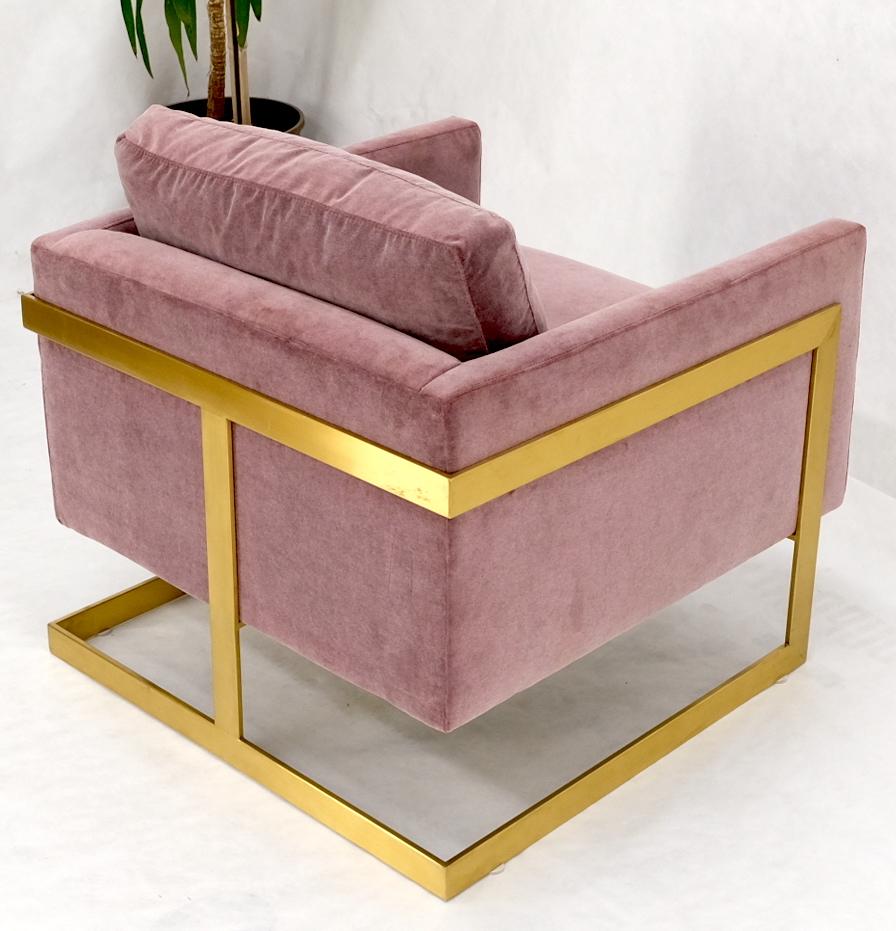 EstablishedLines Brass Frame Shape Base Cube Shape Lounge Chair