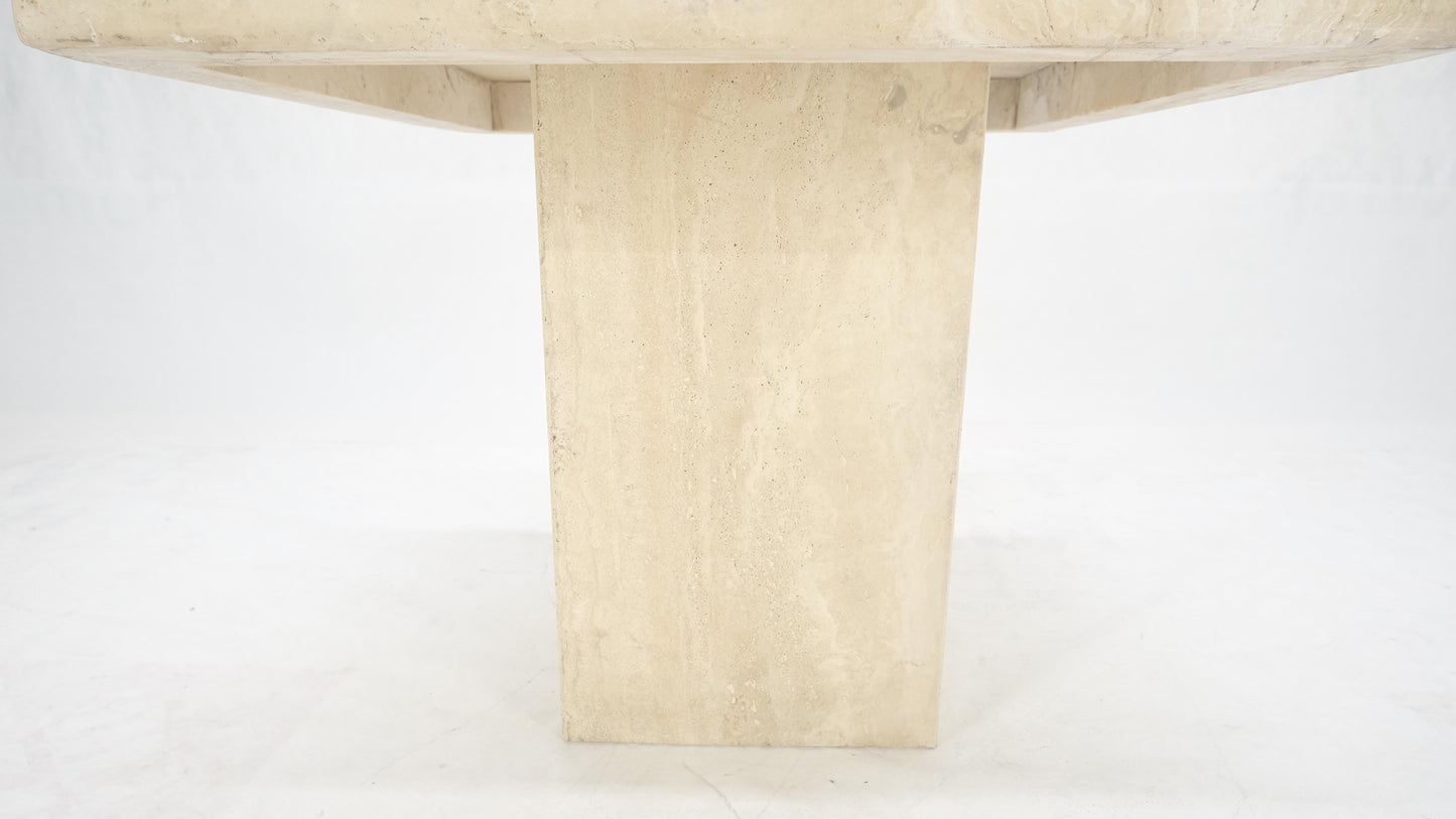 EstablishedLines Single Travertine Base Beveled 27x27 Square Top Side End Lamp Table Stand MINT!
