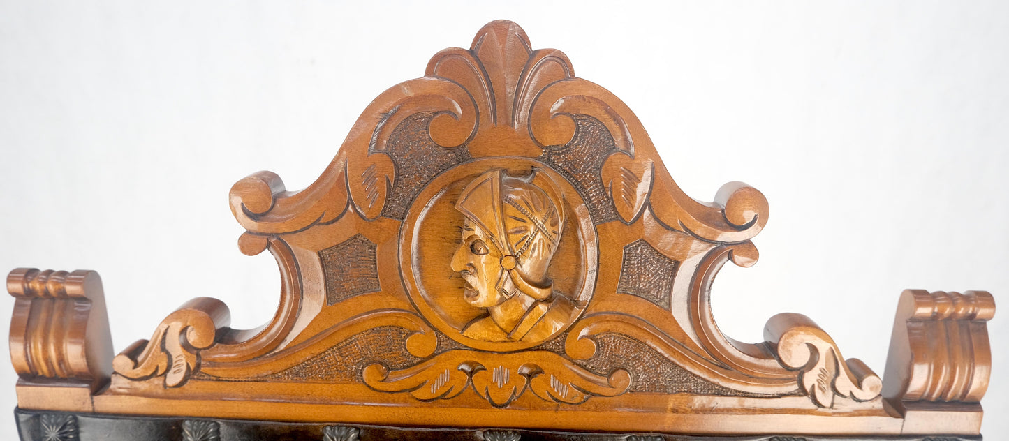 EstablishedLines Large Massive Carved Claw Feet Fine Embossed Lions Leather Upholstery Armchair