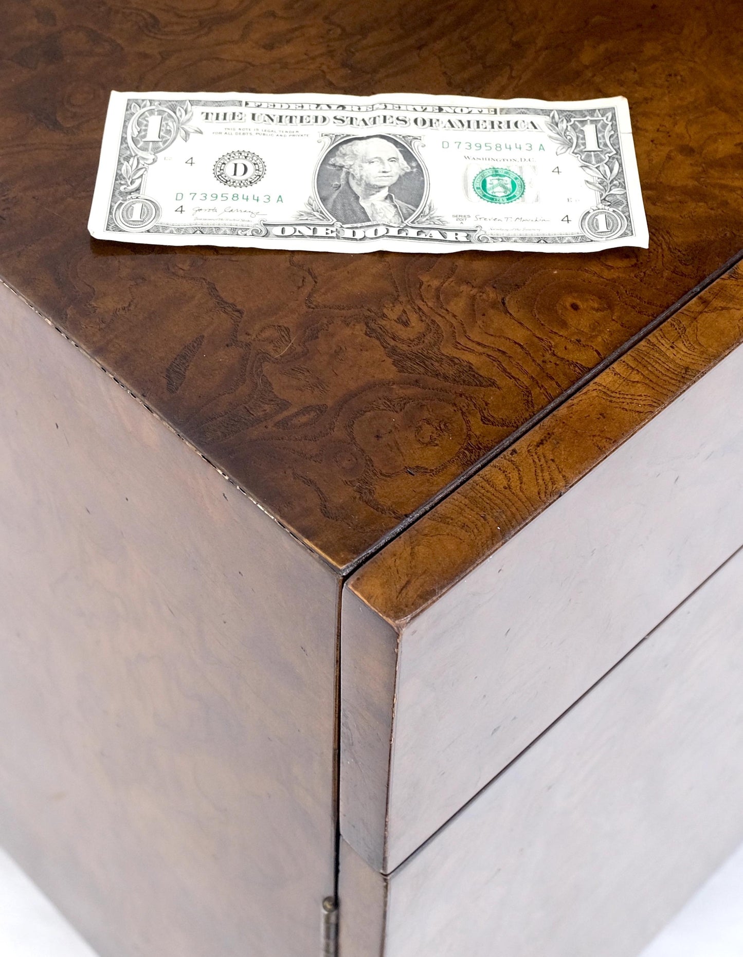EstablishedLines Mid Century Widdicomb Burl Wood Two Door One Drawer End Table Nightstand Mint!