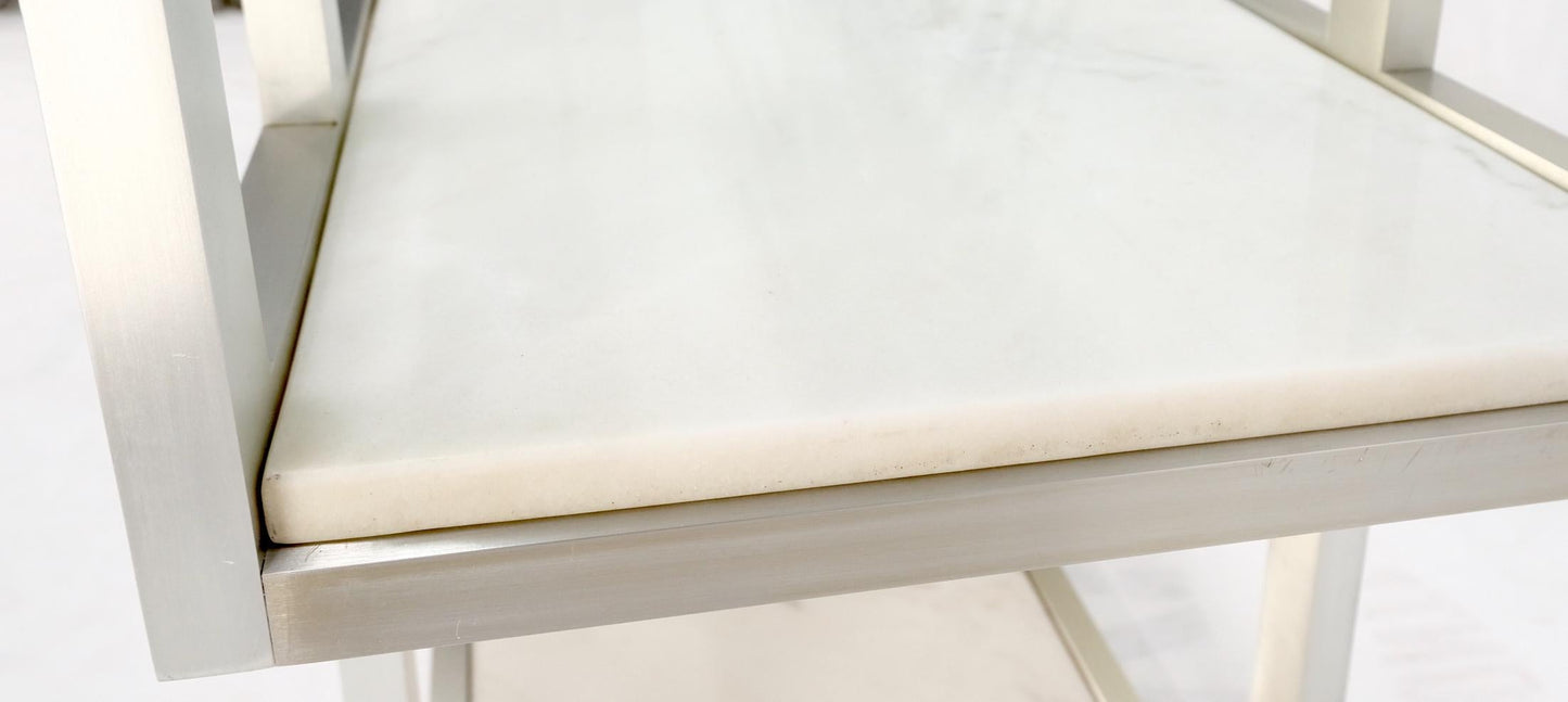 EstablishedLines Aluminum Frame Glass Shelves Two Marble Shelves Console Sofa Table Mid Century