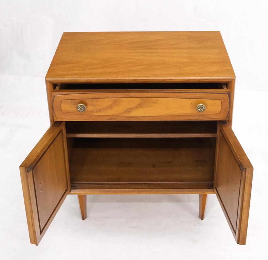 EstablishedLines Mid Century Modern Two Doors Drawer Walnut End Table Nightstand Hammered Pulls