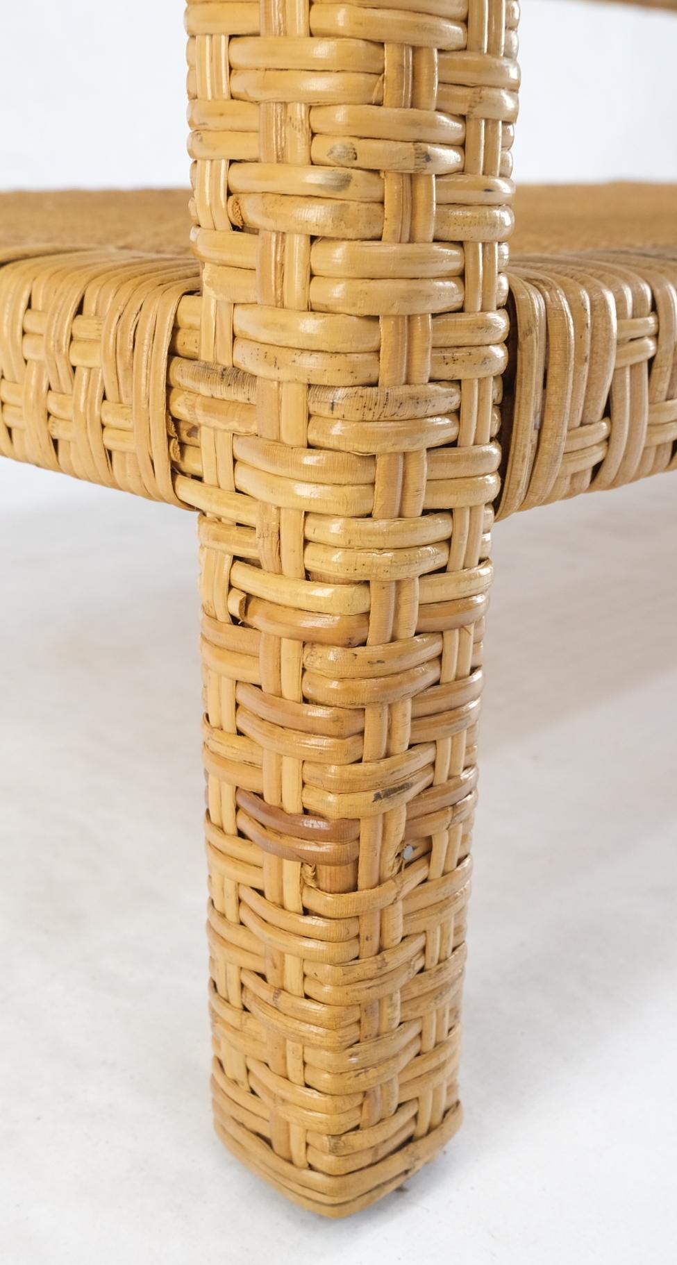 EstablishedLines Rectangle Rattan Cane Shelf Glass Top Mid-Century Modern Coffee Table Mint!