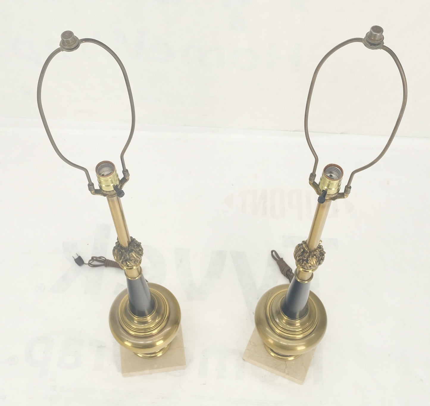 EstablishedLines Pair of Mid Century Modern Brass Vase Shape Table Lamps Stiffel MINT!