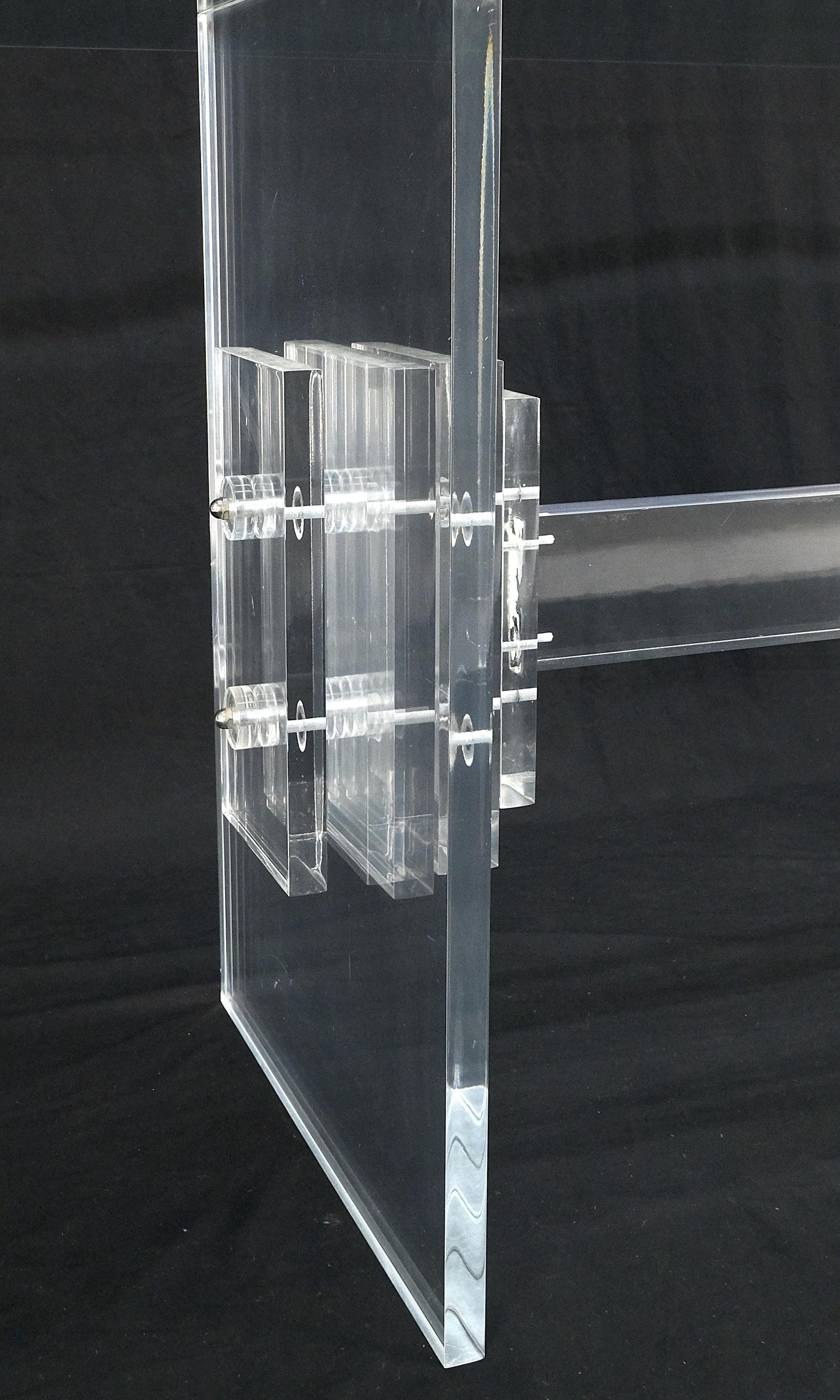 Large 7' Long 3/4" glass Top Thick Lucite Base Dining Conference Table