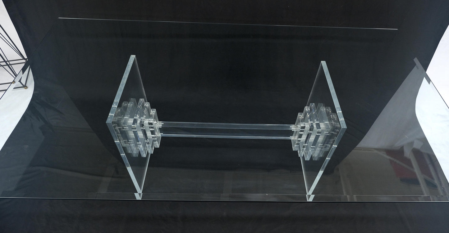 Large 7' Long 3/4" glass Top Thick Lucite Base Dining Conference Table