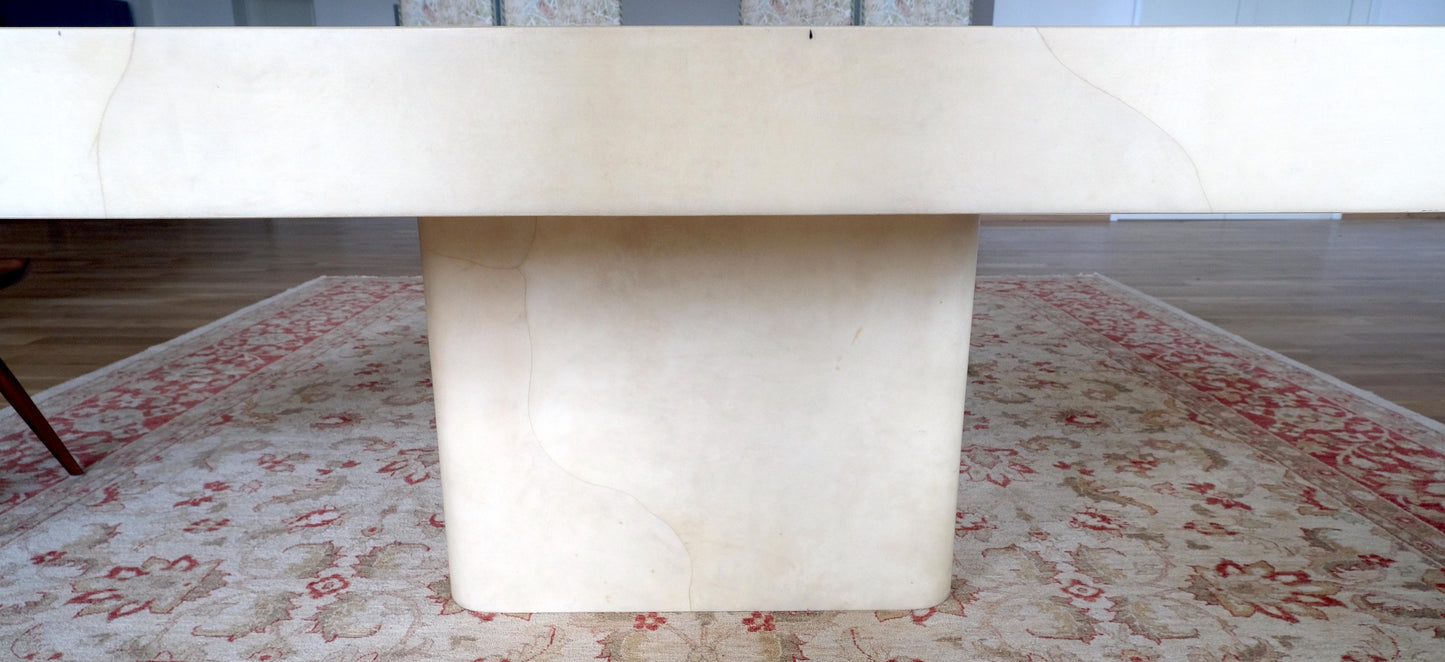Large 7' Square Lacquered Goatskin Parchment Dining Conference Table MINT!