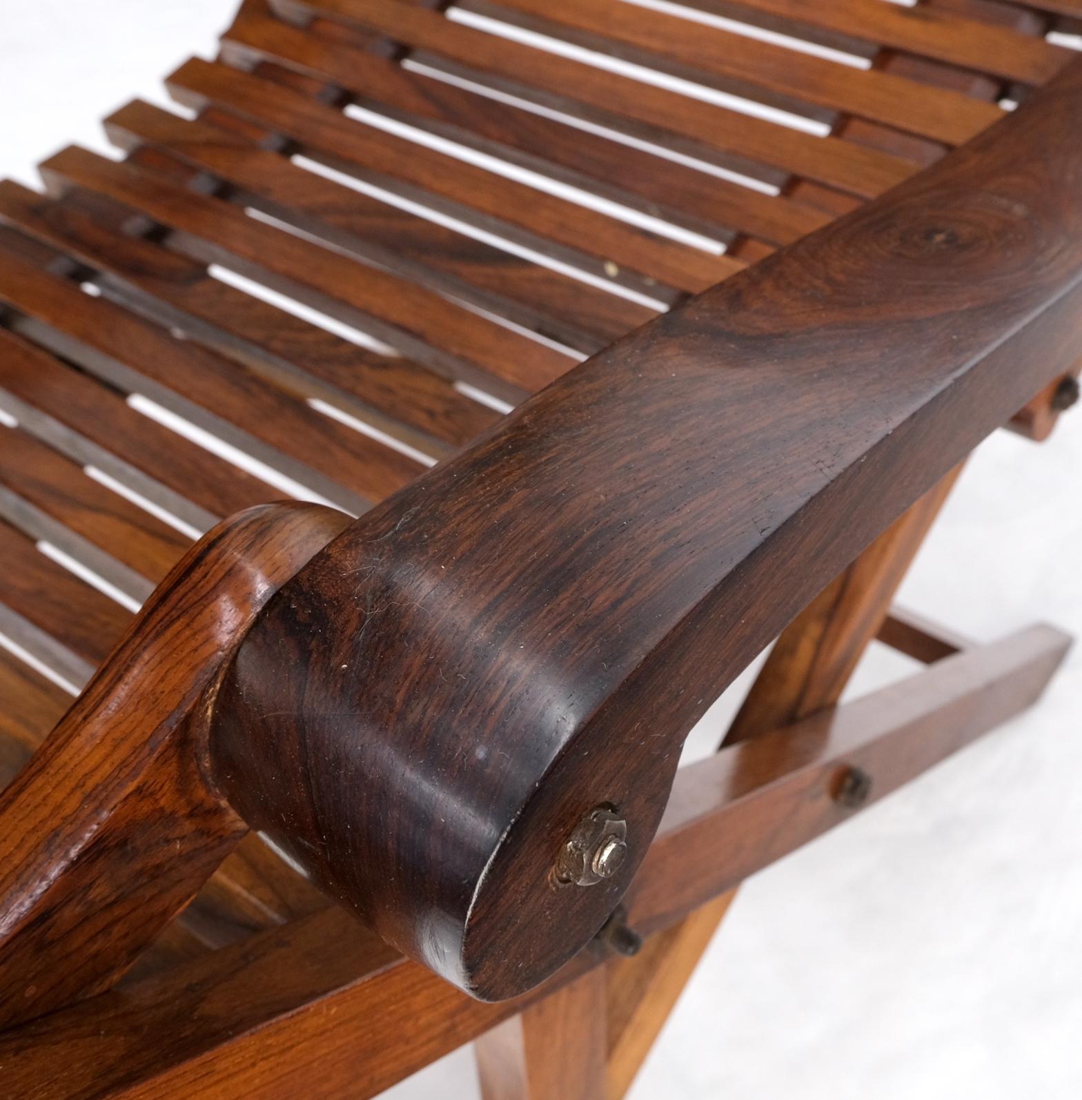EstablishedLines Solid Brazilian Rosewood Planks Adjustable Sling Chaise Lounge Chair Carved
