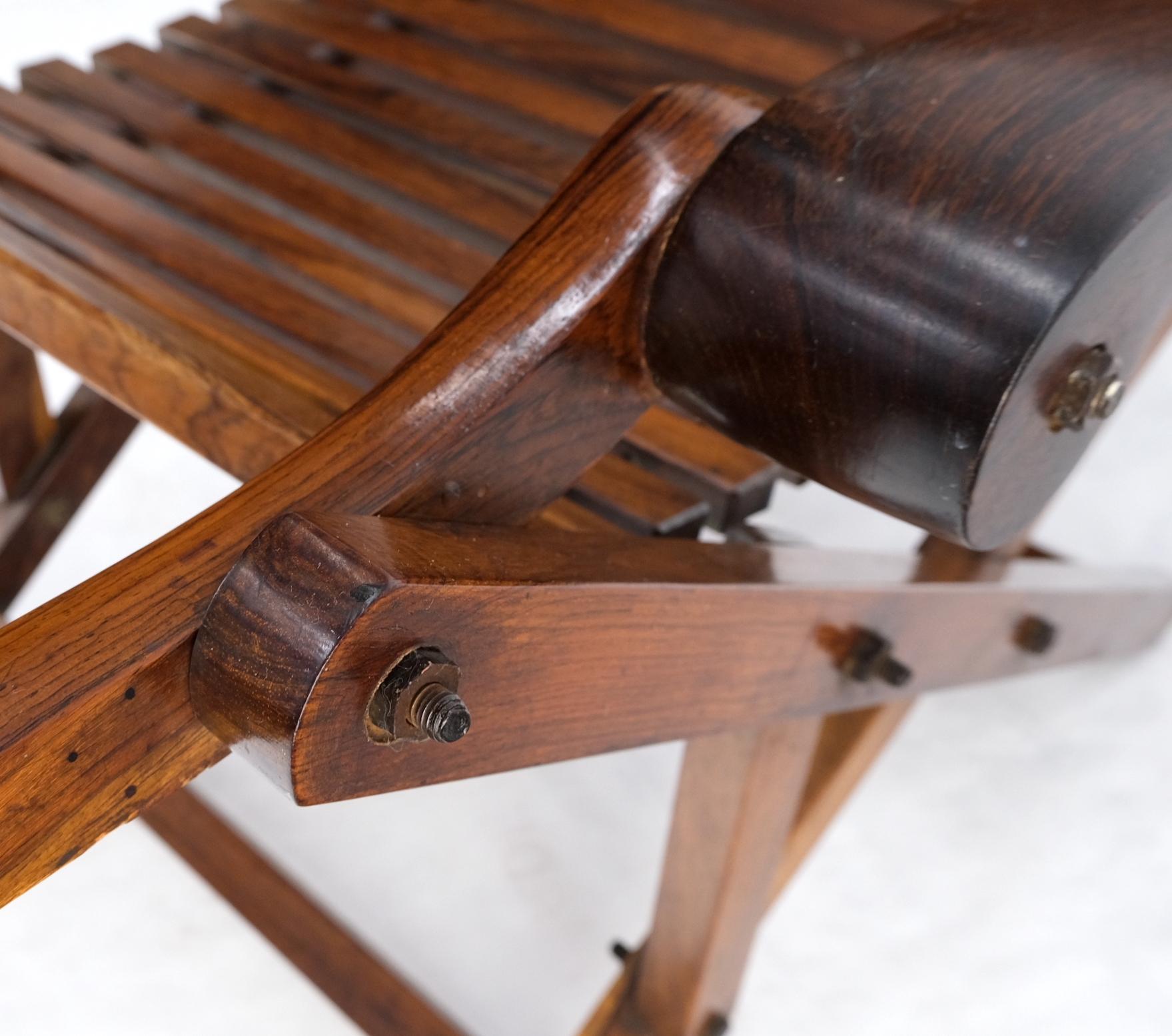 EstablishedLines Solid Brazilian Rosewood Planks Adjustable Sling Chaise Lounge Chair Carved