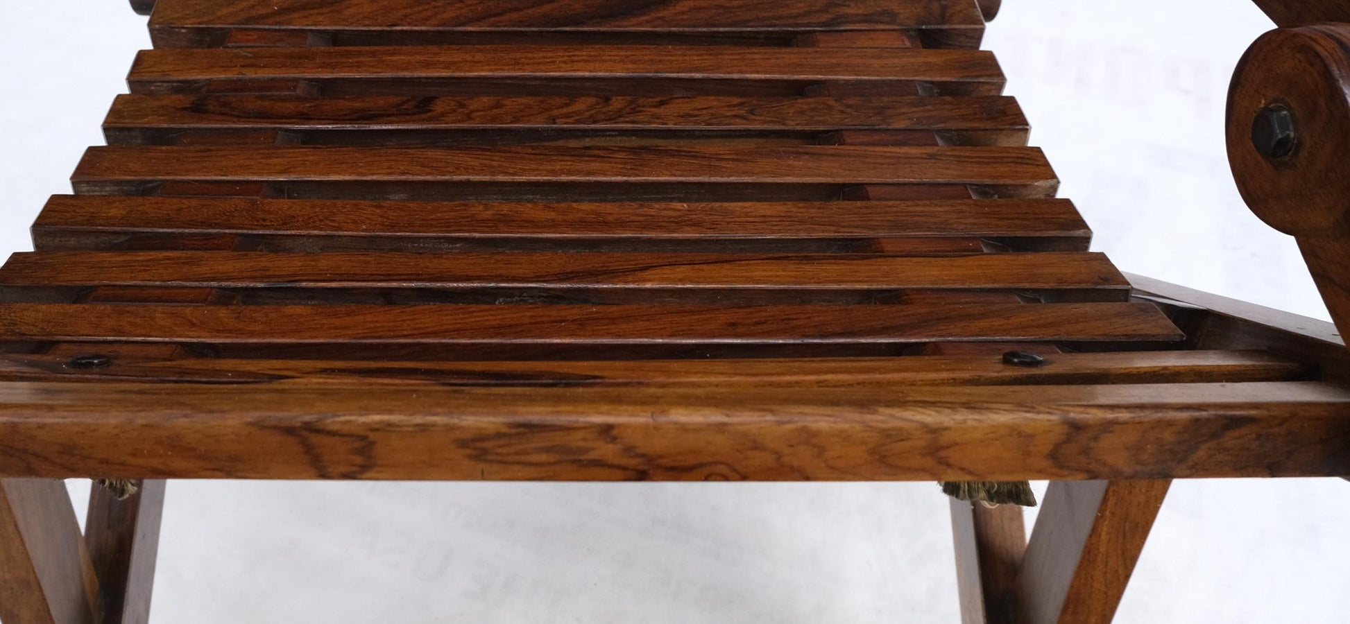 EstablishedLines Solid Brazilian Rosewood Planks Adjustable Sling Chaise Lounge Chair Carved