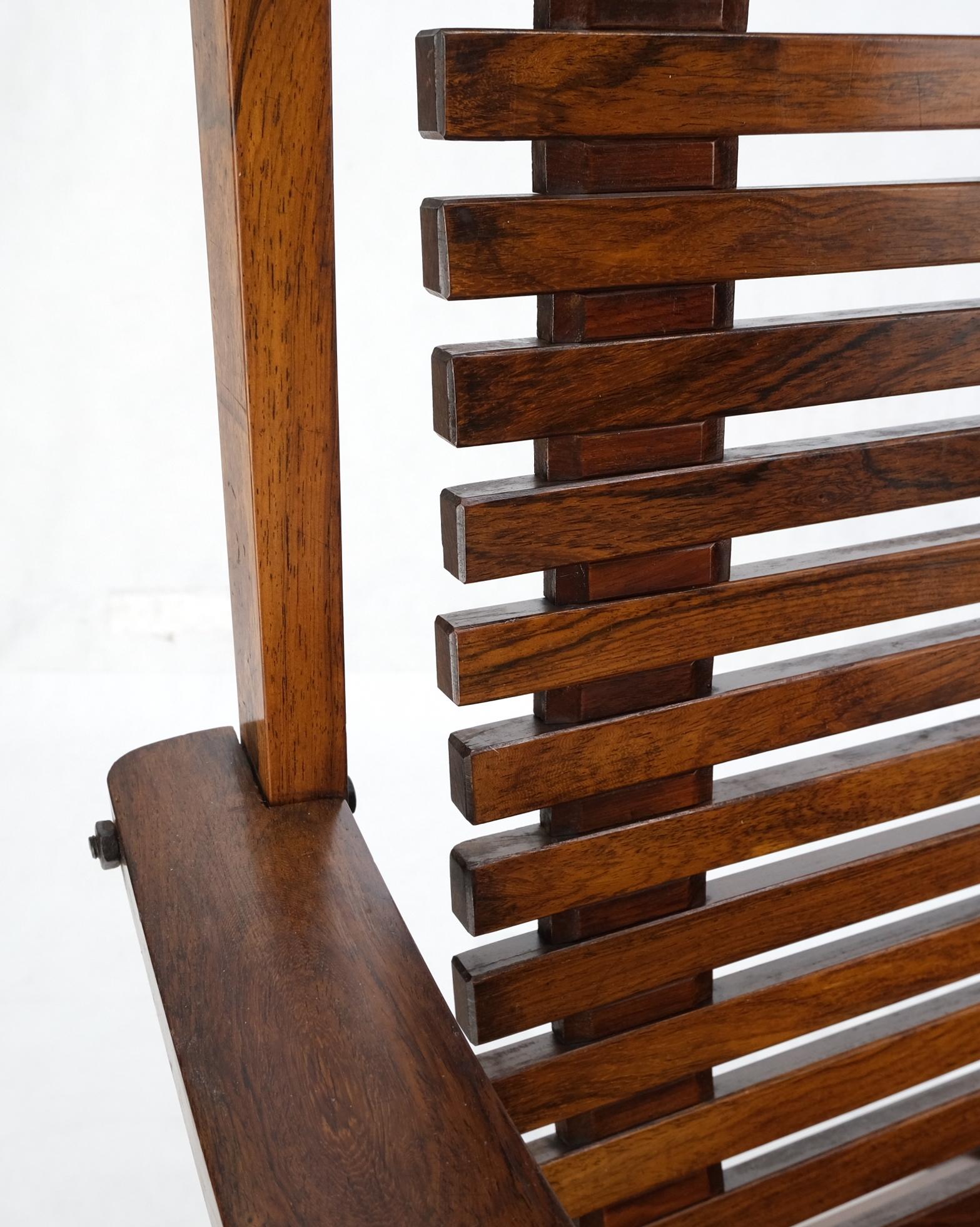 EstablishedLines Solid Brazilian Rosewood Planks Adjustable Sling Chaise Lounge Chair Carved