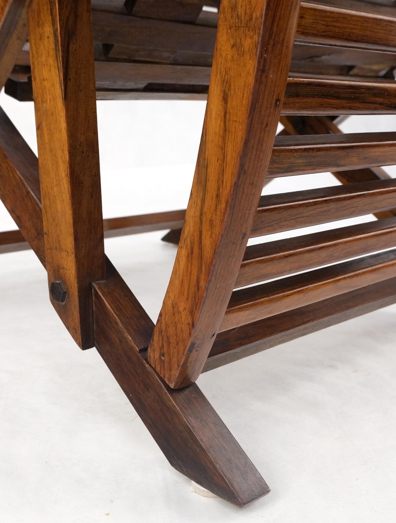 EstablishedLines Solid Brazilian Rosewood Planks Adjustable Sling Chaise Lounge Chair Carved