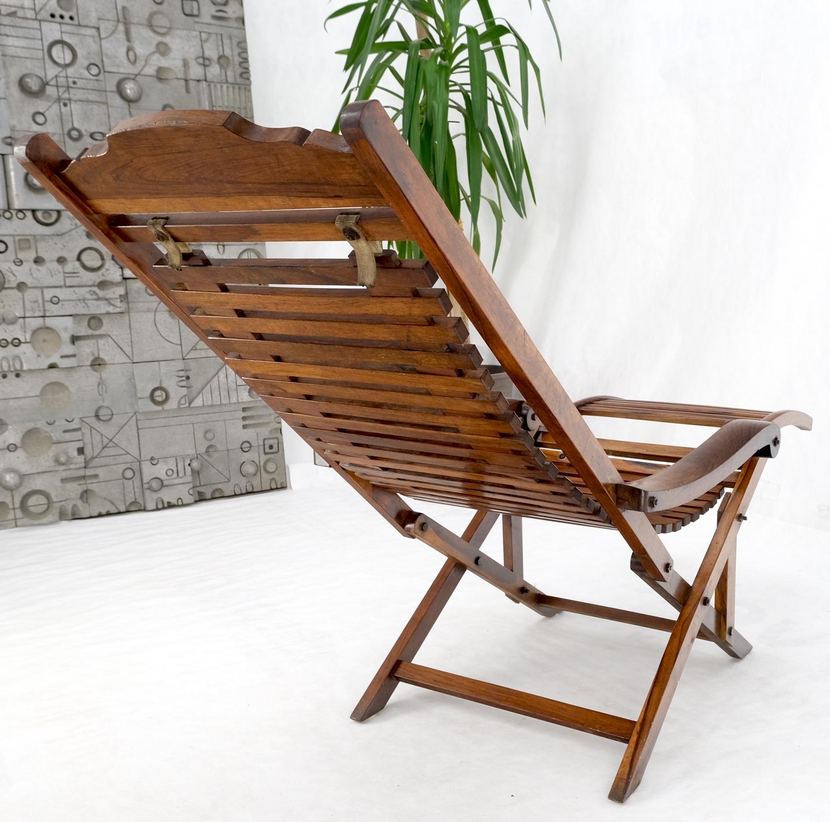 EstablishedLines Solid Brazilian Rosewood Planks Adjustable Sling Chaise Lounge Chair Carved
