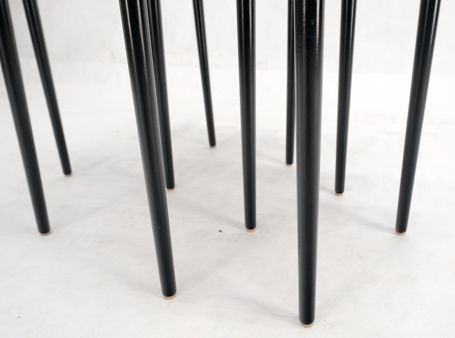 EstablishedLines Set of Three Italian Rosewood Mid Century Modern Dowel Leg Nesting Tables
