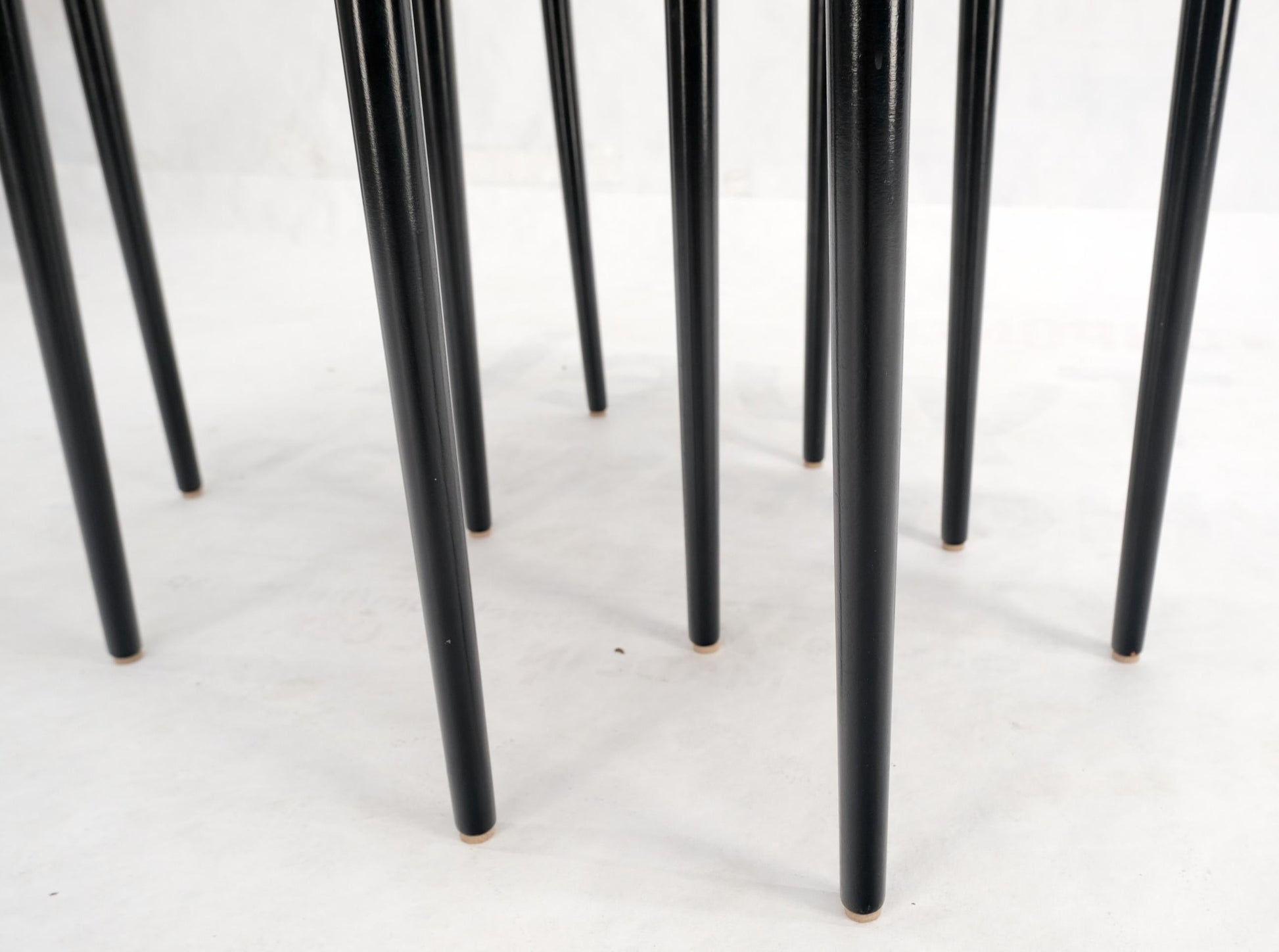 EstablishedLines Set of Three Italian Rosewood Mid Century Modern Dowel Leg Nesting Tables
