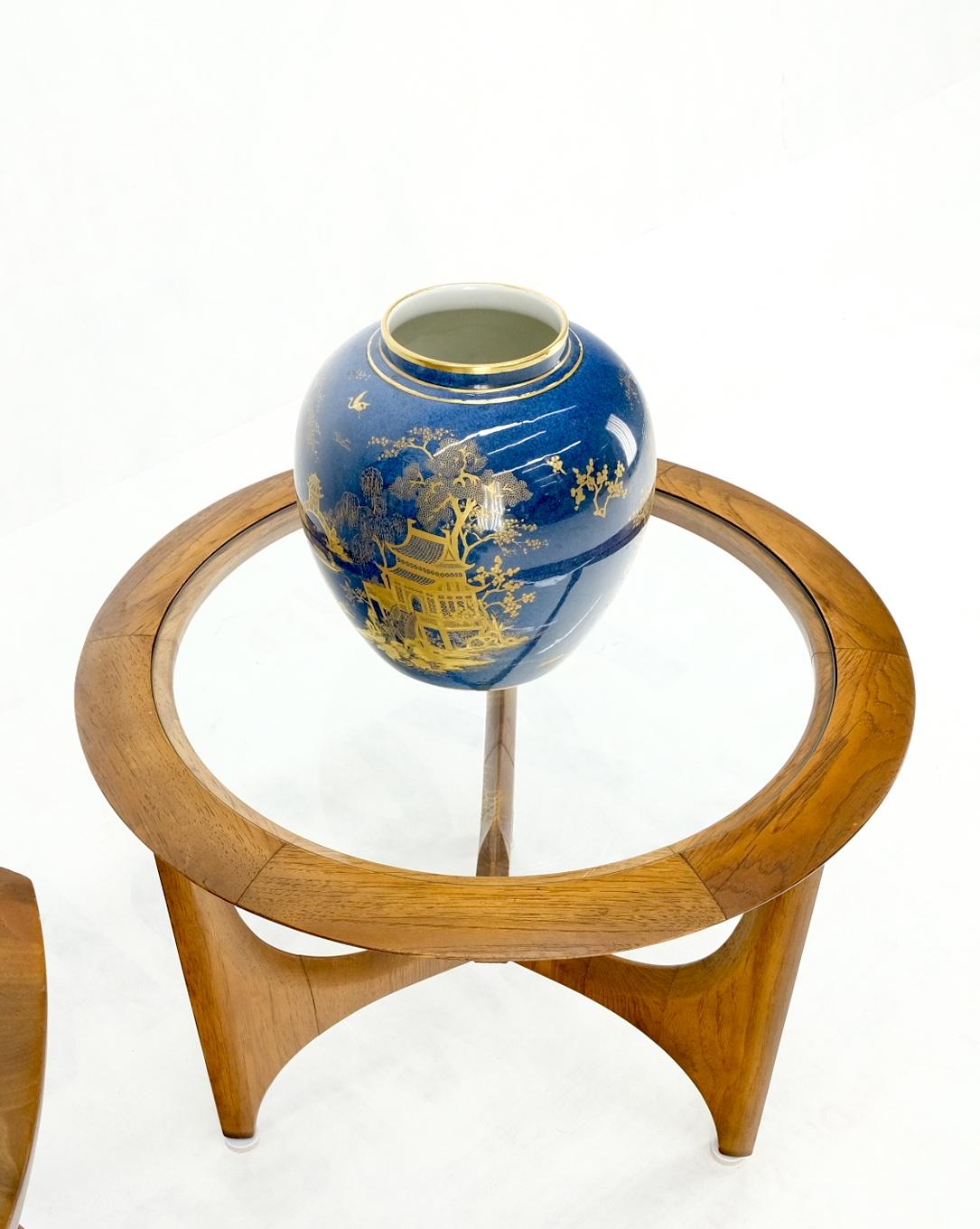 EstablishedLines Lane Tripod Trileged Round Beveled Chestnut Bezel Glass Top Side End Table Stand