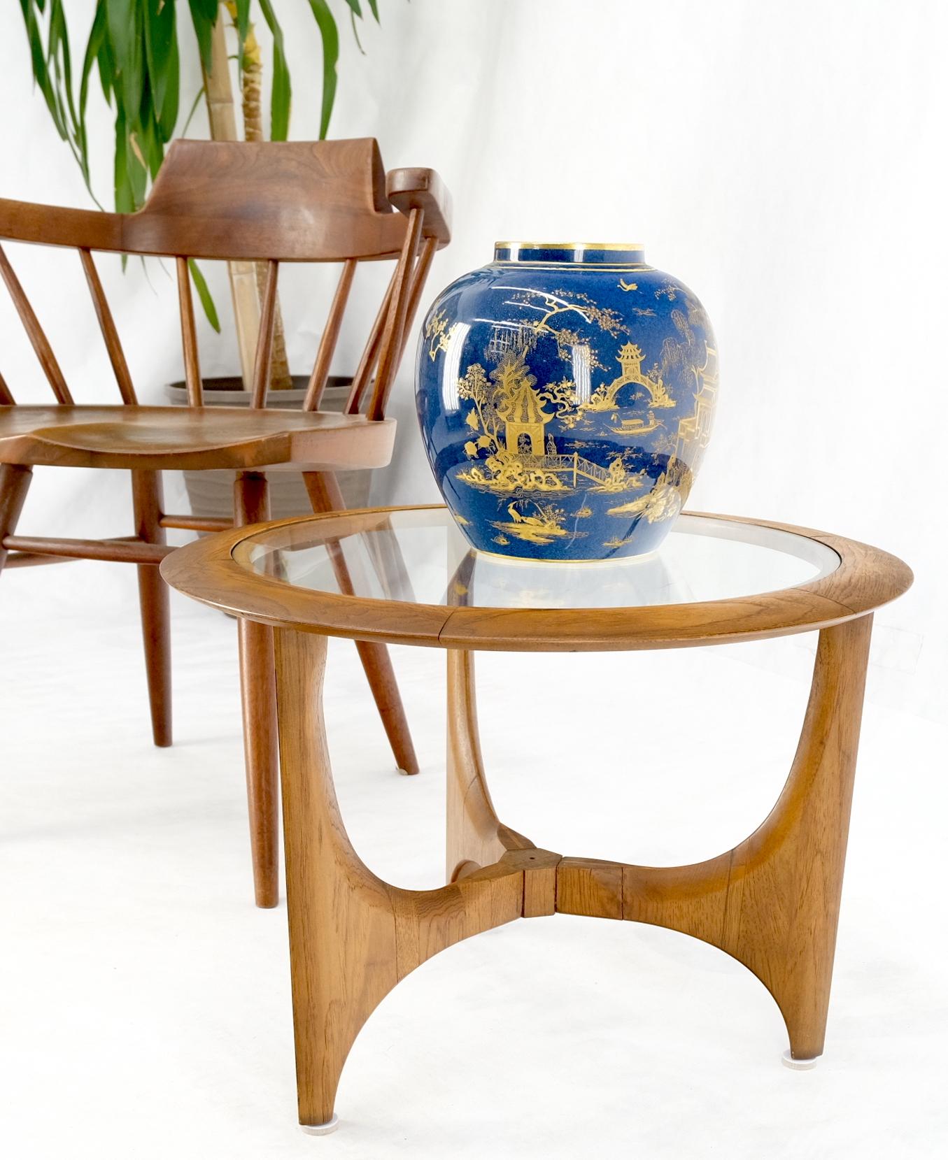 EstablishedLines Lane Tripod Trileged Round Beveled Chestnut Bezel Glass Top Side End Table Stand