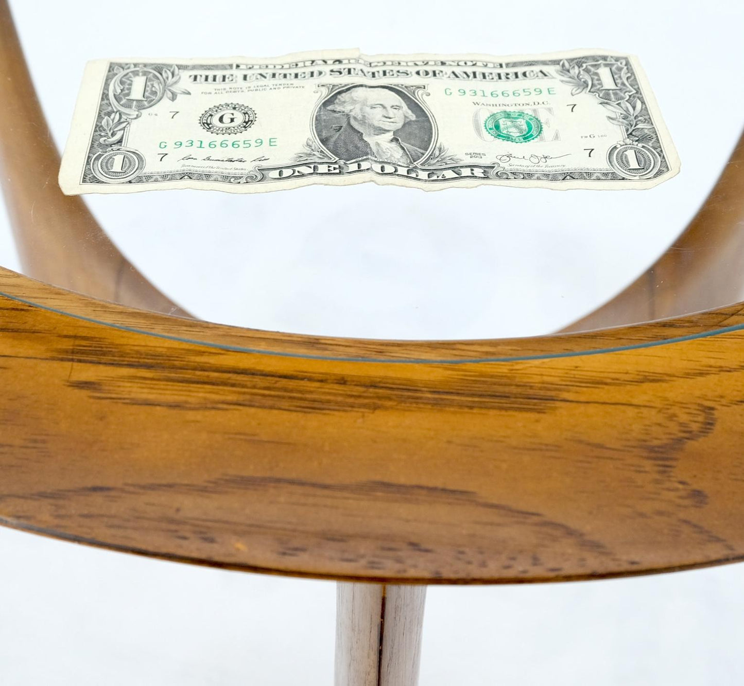 EstablishedLines Lane Tripod Trileged Round Beveled Chestnut Bezel Glass Top Side End Table Stand