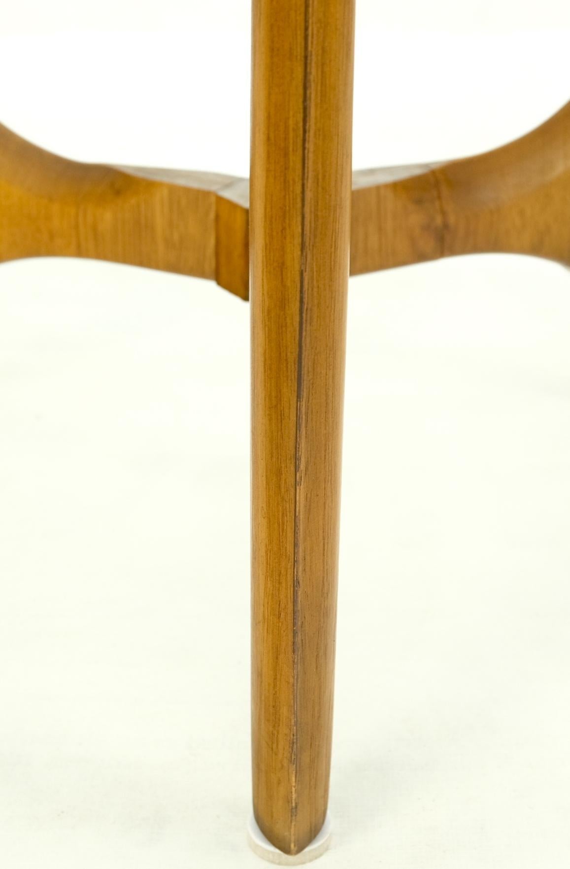 EstablishedLines Lane Tripod Trileged Round Beveled Chestnut Bezel Glass Top Side End Table Stand