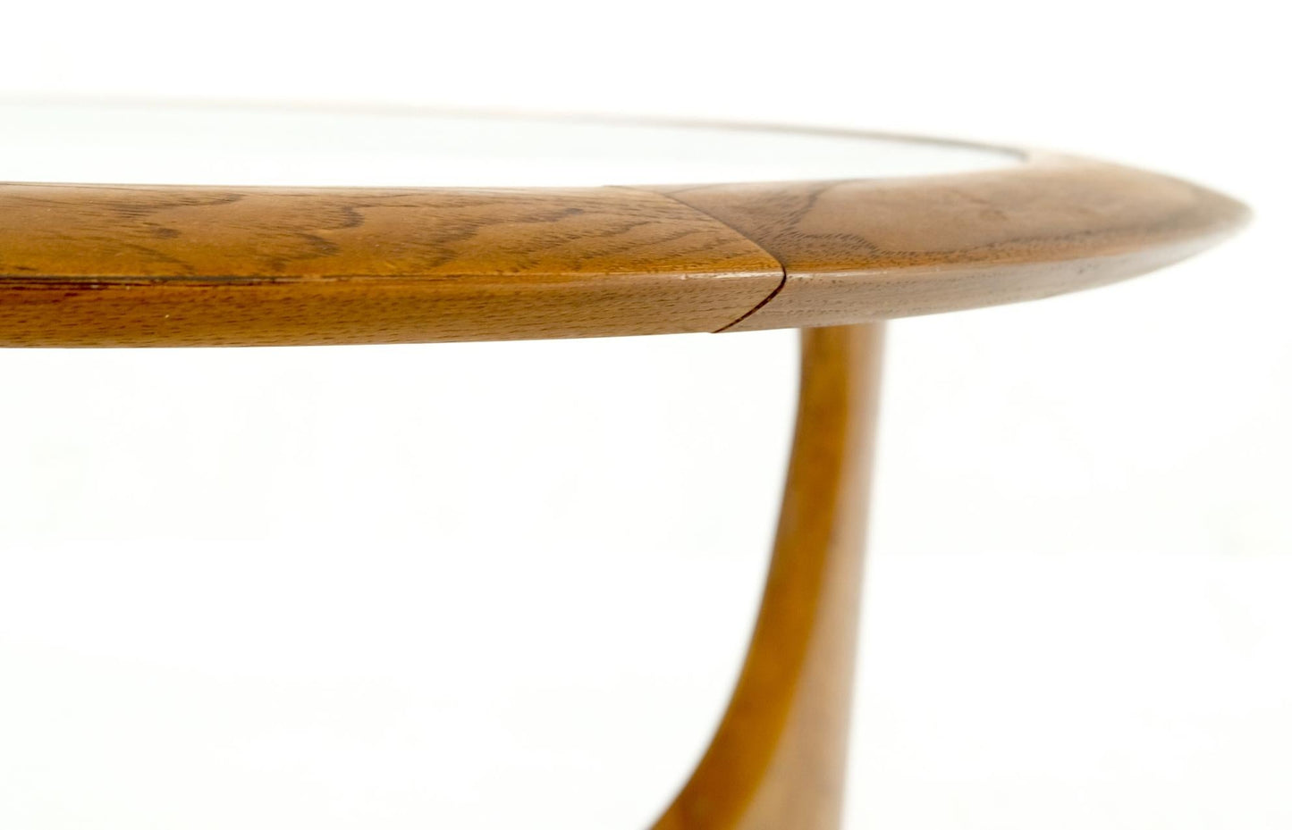 EstablishedLines Lane Tripod Trileged Round Beveled Chestnut Bezel Glass Top Side End Table Stand