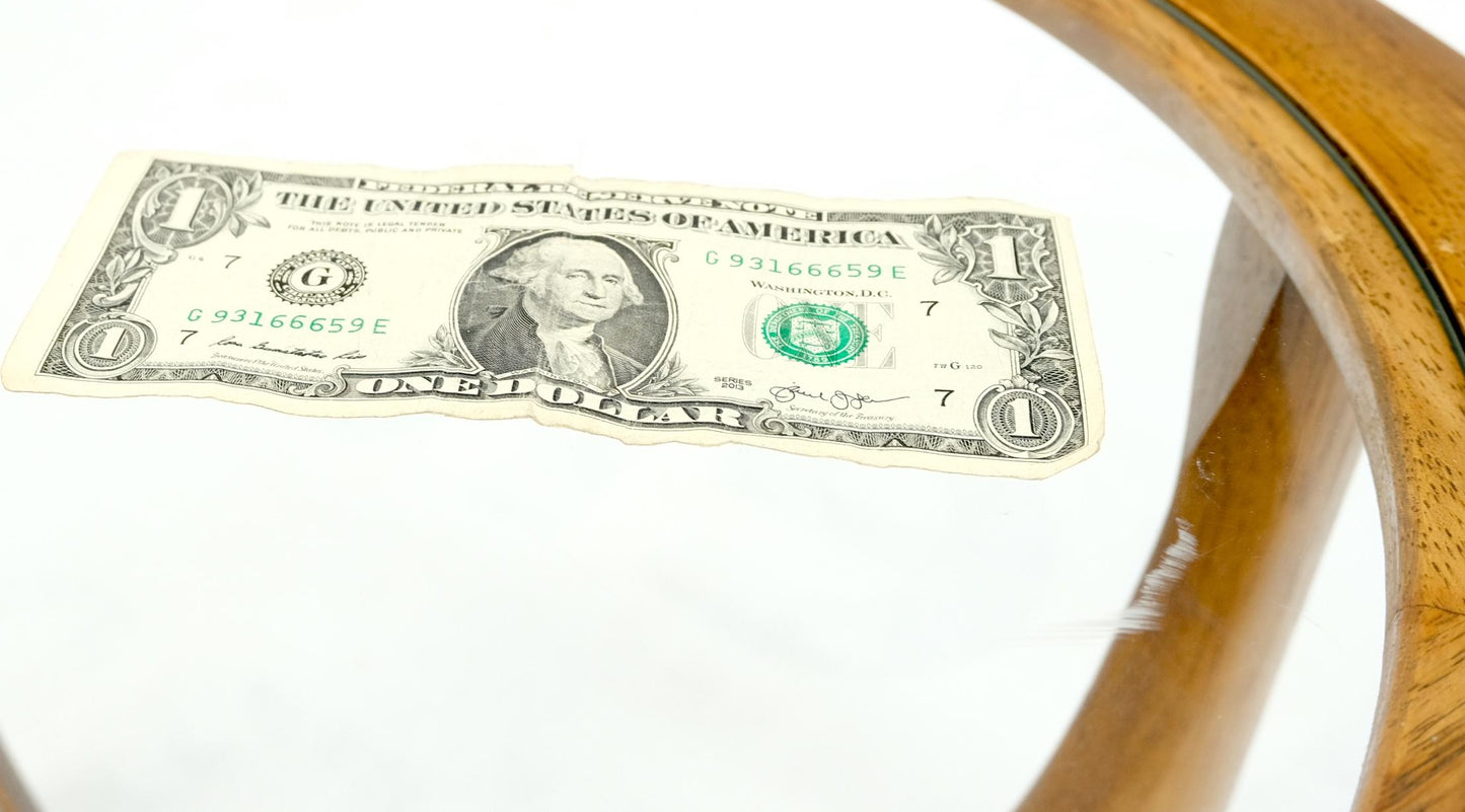 EstablishedLines Lane Tripod Trileged Round Beveled Chestnut Bezel Glass Top Side End Table Stand