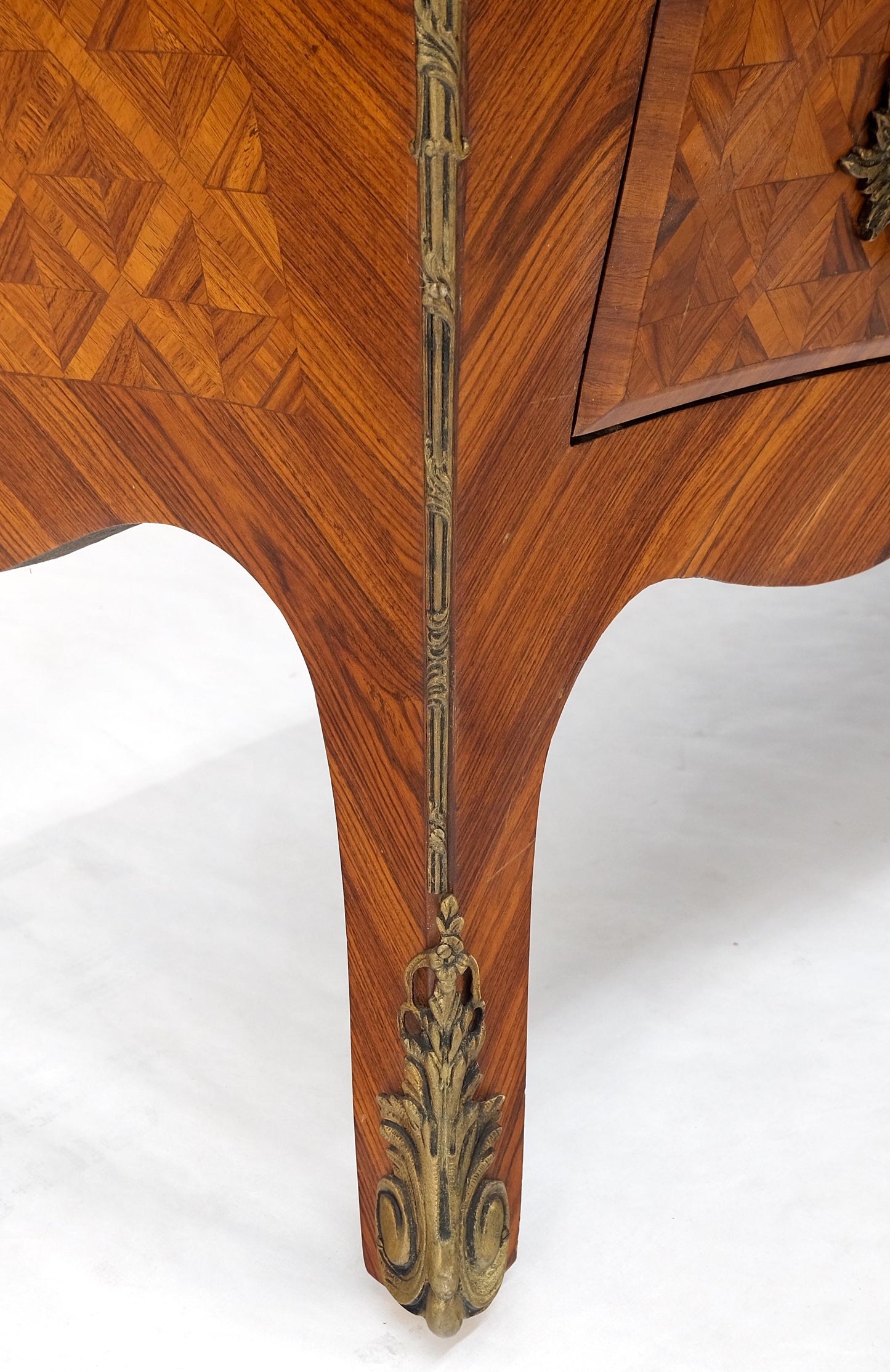 EstablishedLines Bombe Bronze Ormolu Marble Top French Satinwood Louis XV 3 Drawers Dresser MINT!