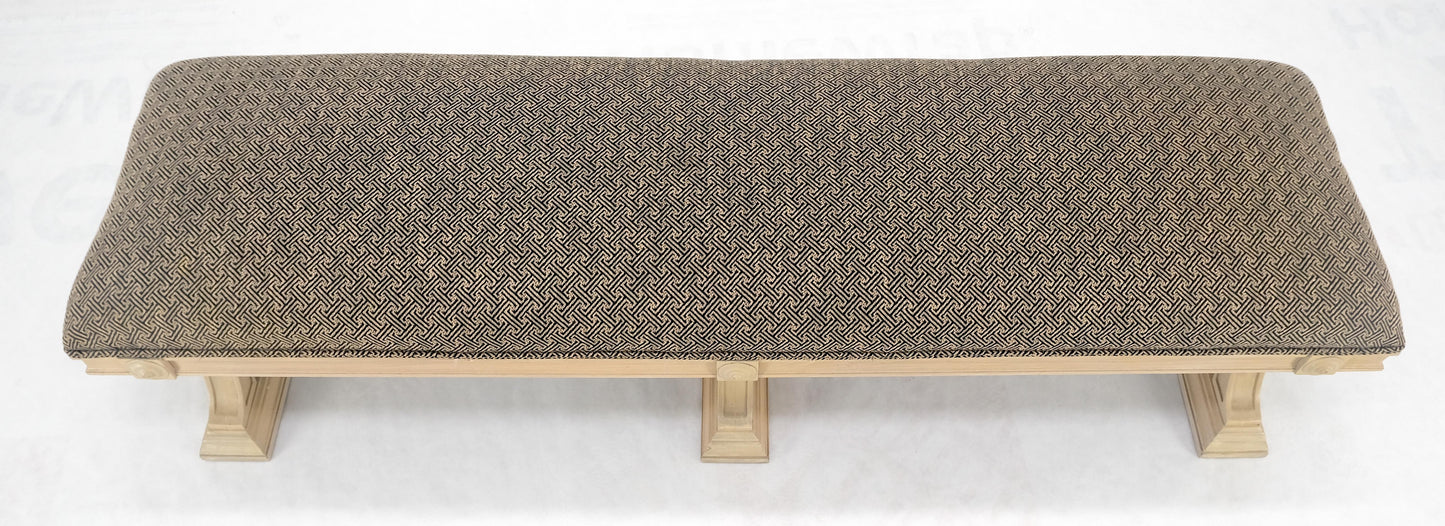 EstablishedLines Bleached Carved Mahogany Tripple Pedestals Base Upholstered Seat Bench MINT!