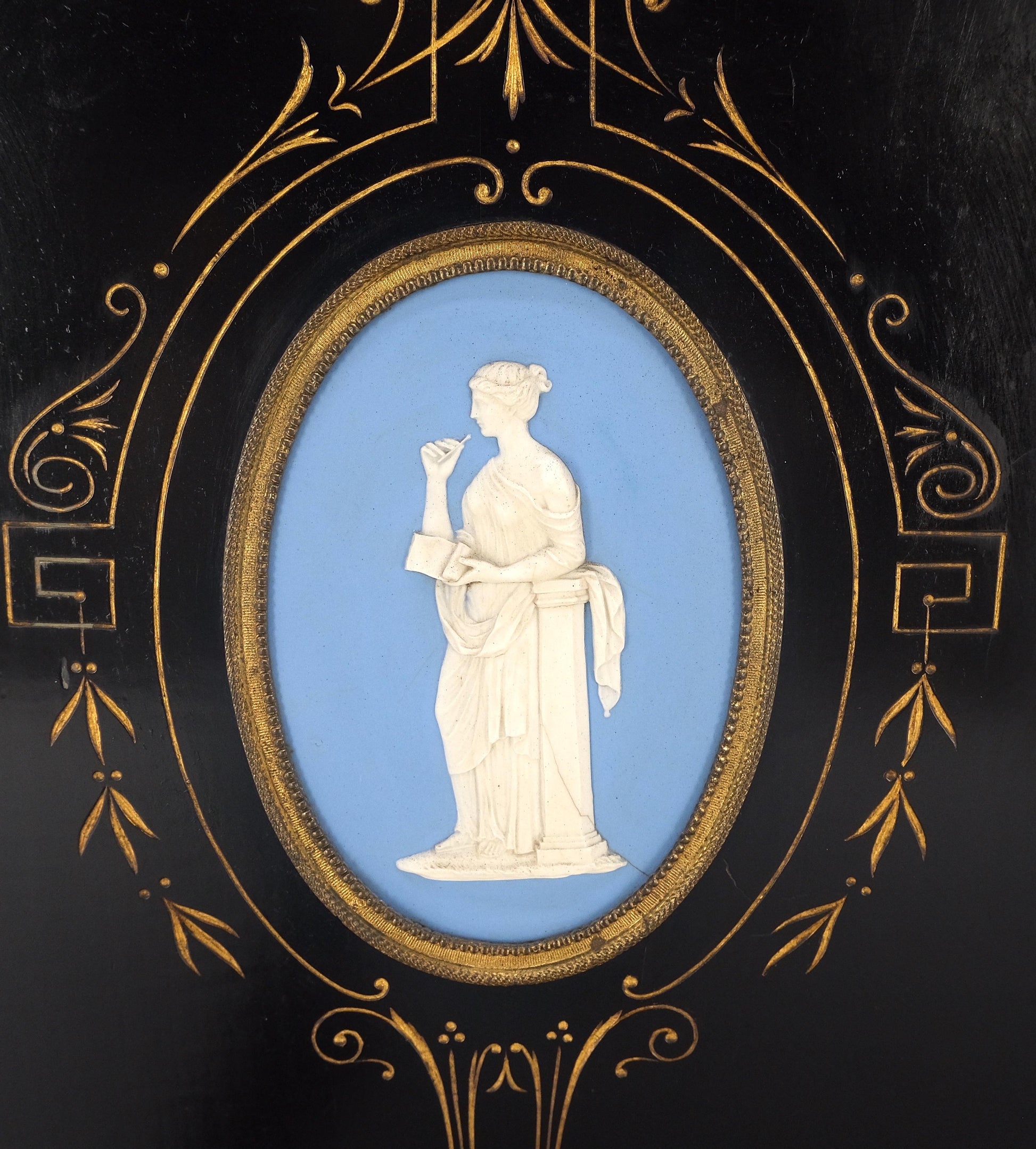 EstablishedLines Napoleon III Wedgewood Plaque Bronze Mounts Black Lacquer French Credenza Server