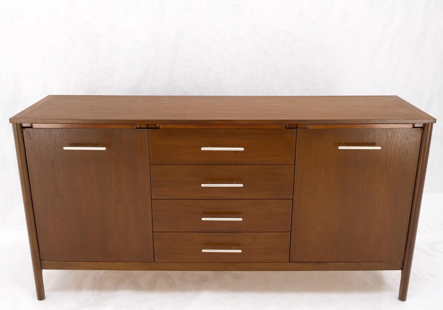 EstablishedLines John Stuart Walnut Mid-Century Modern Long Credenza Dresser Pull Out Shelf Mint!