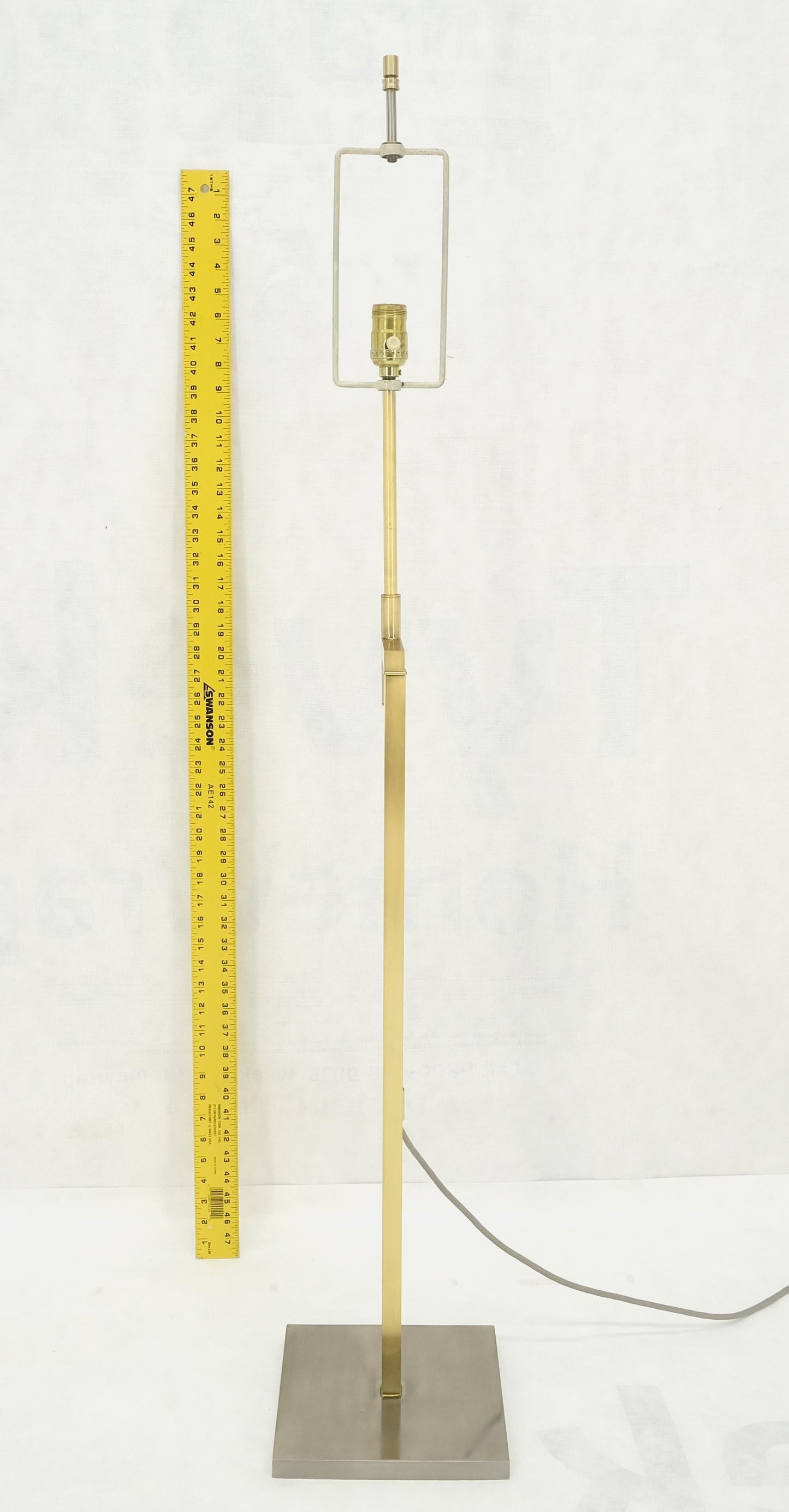 EstablishedLines Solid Brass Chrome Rectangle Base Adjustable Mid Century Modern Floor Lamp Mint!