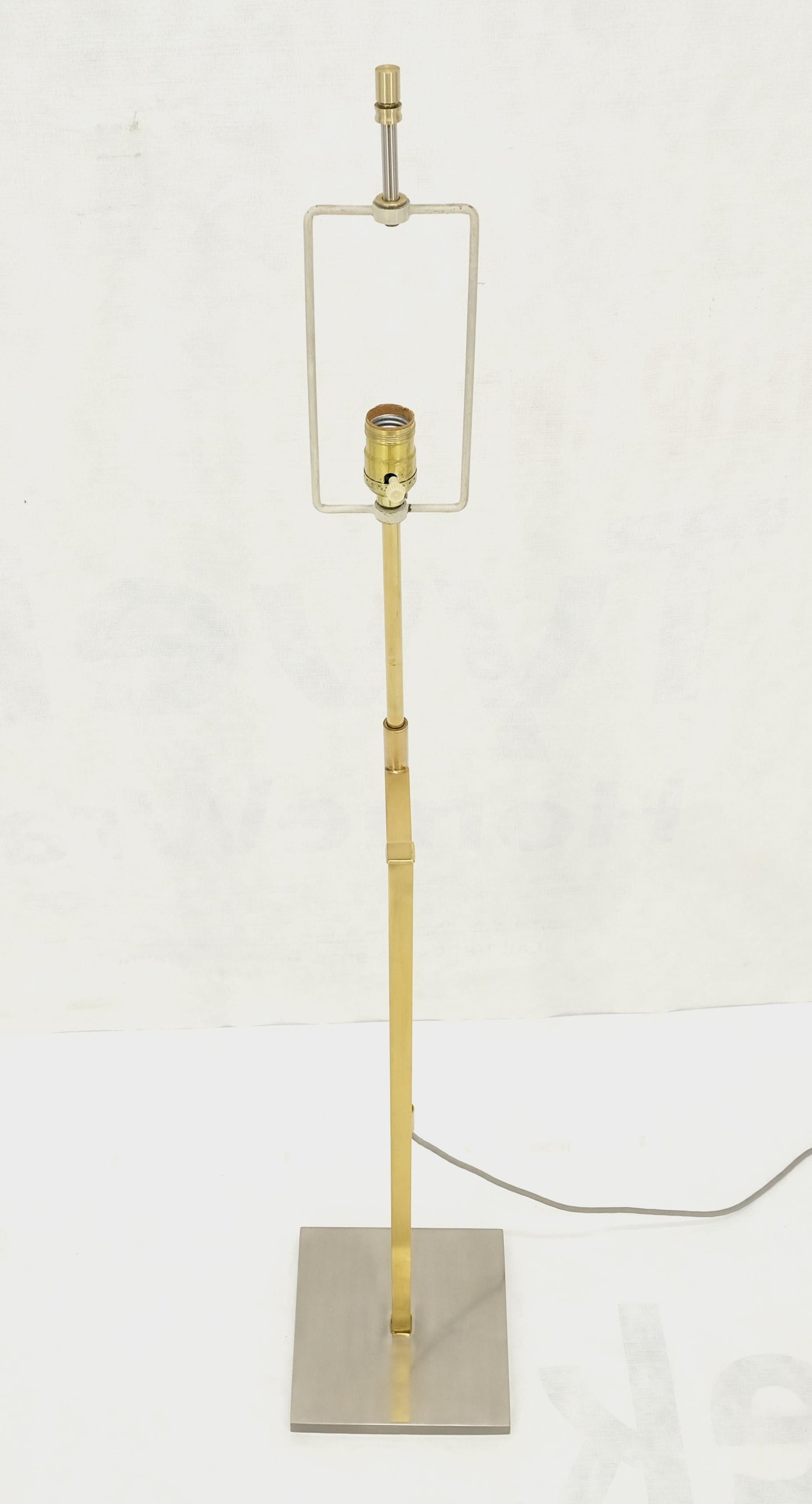 EstablishedLines Solid Brass Chrome Rectangle Base Adjustable Mid Century Modern Floor Lamp Mint!