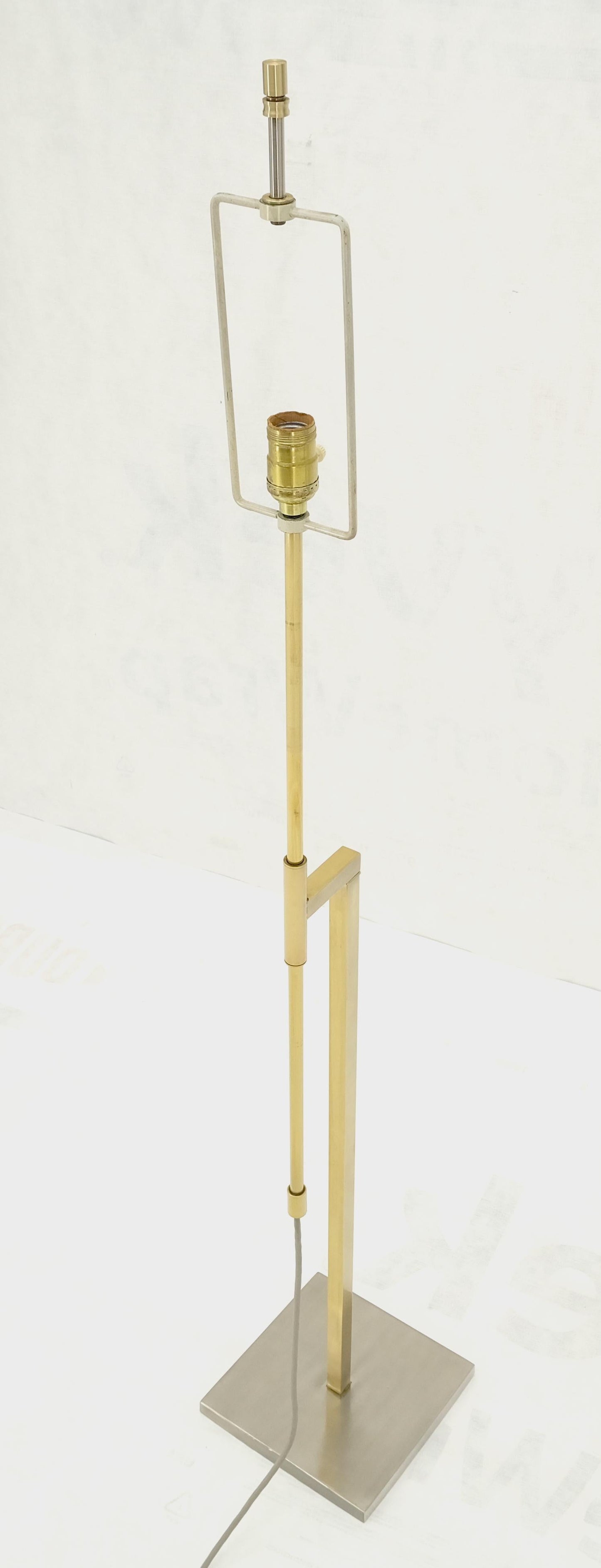 EstablishedLines Solid Brass Chrome Rectangle Base Adjustable Mid Century Modern Floor Lamp Mint!
