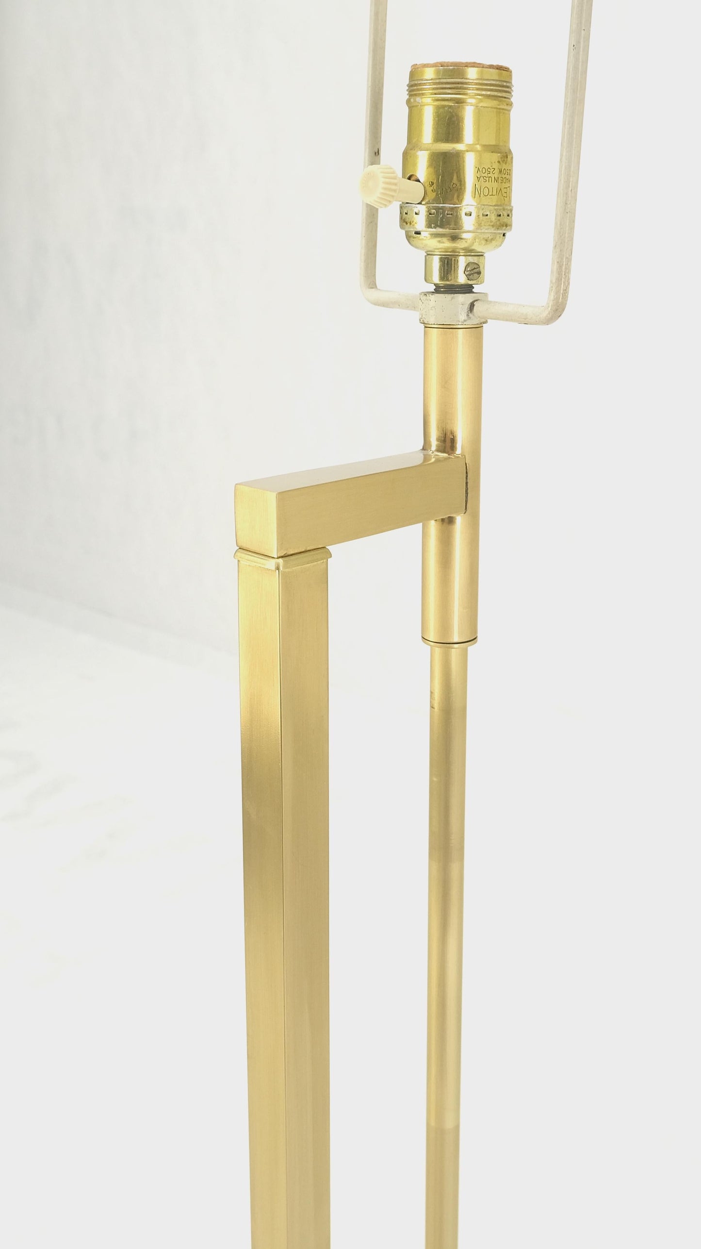 EstablishedLines Solid Brass Chrome Rectangle Base Adjustable Mid Century Modern Floor Lamp Mint!