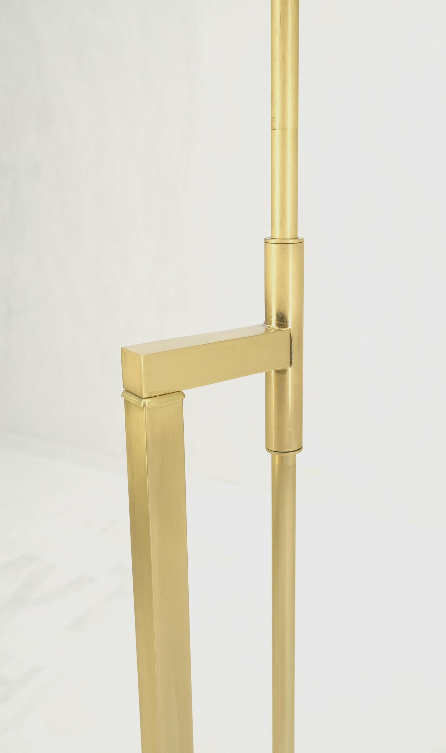 EstablishedLines Solid Brass Chrome Rectangle Base Adjustable Mid Century Modern Floor Lamp Mint!