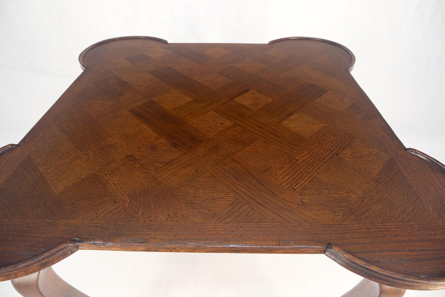 EstablishedLines Italian Cabriole Leg Parquetry Top Oak Game Table Made in Italy MINT!