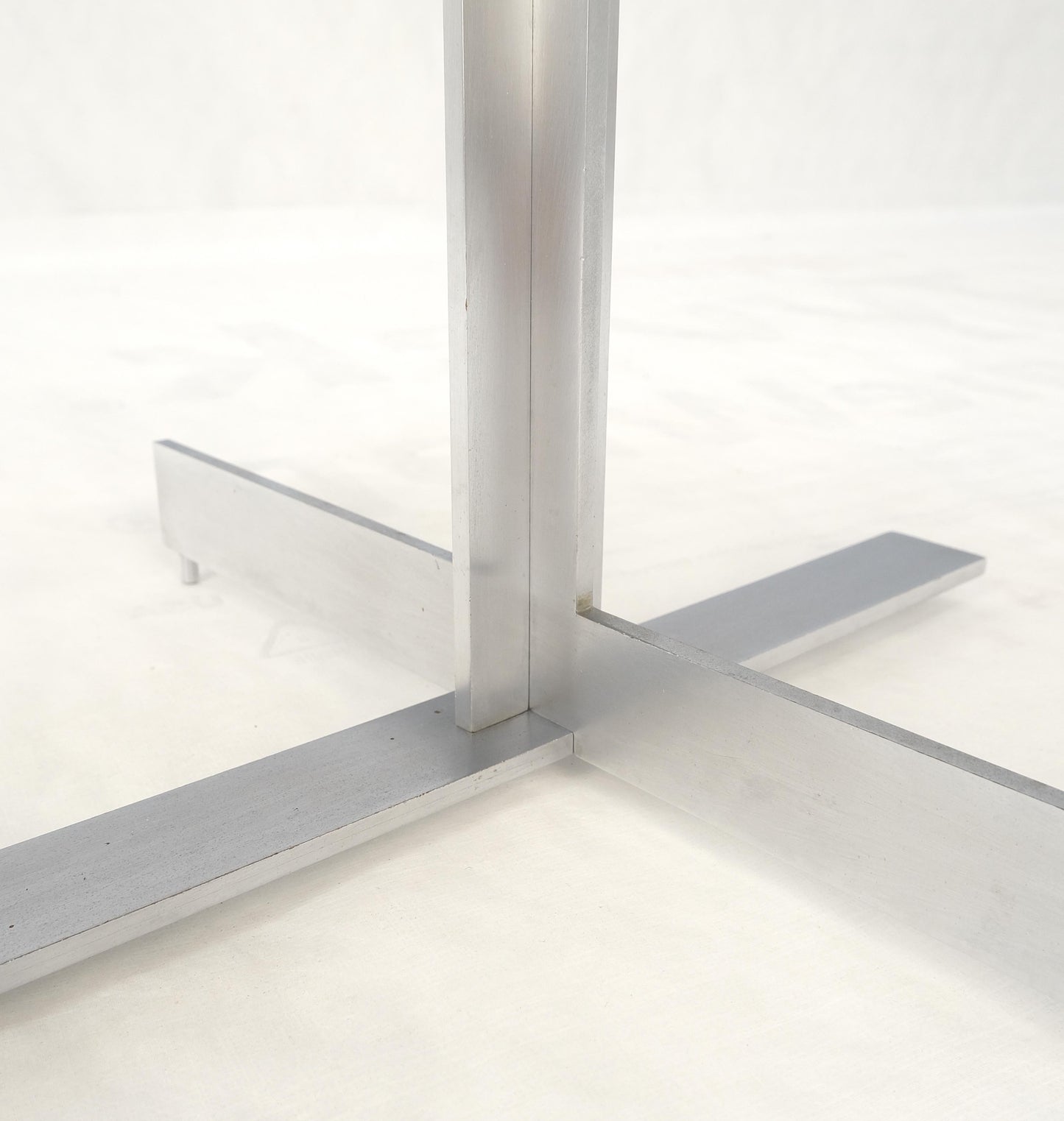 EstablishedLines Solid Walnut Round Top Brushed Machined Stainless Steel Base Side End Table Stan