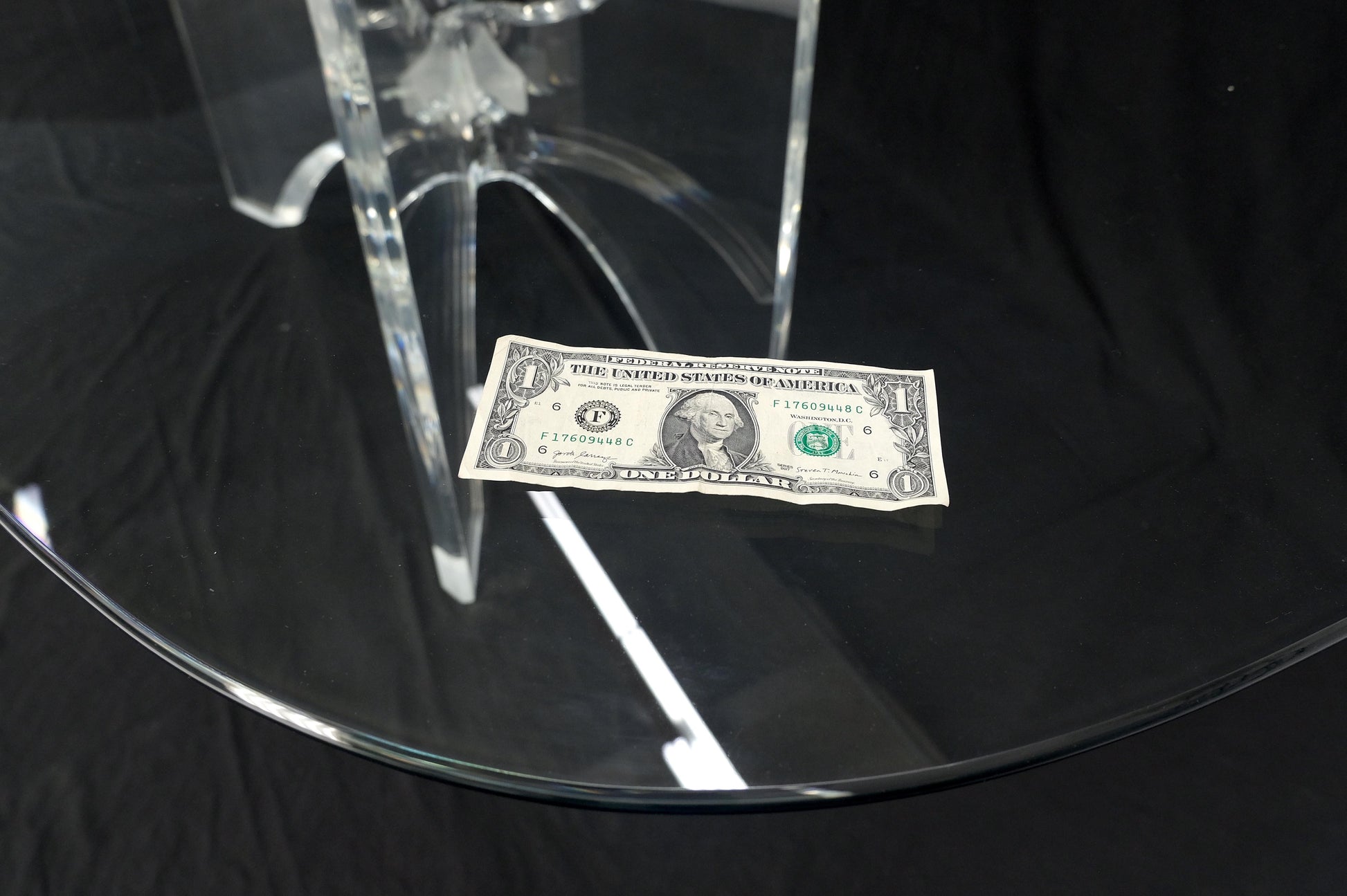 EstablishedLines Oval Boat Shape Glass Top Butterfly Lucite Base 88" Long Dining Conference Table