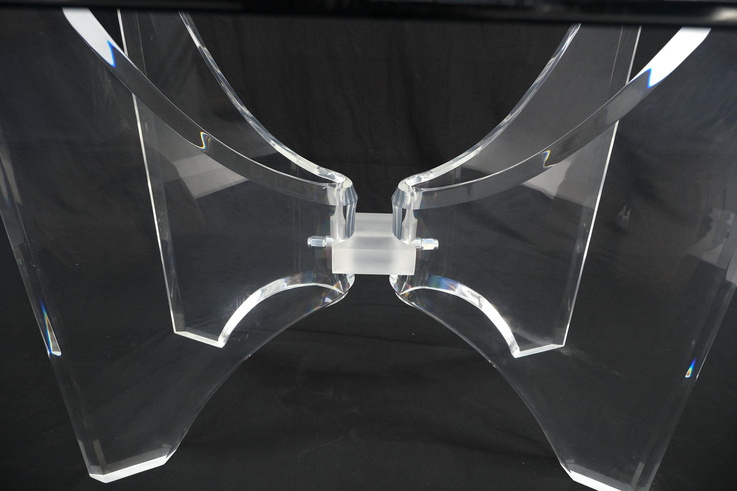 EstablishedLines Oval Boat Shape Glass Top Butterfly Lucite Base 88" Long Dining Conference Table