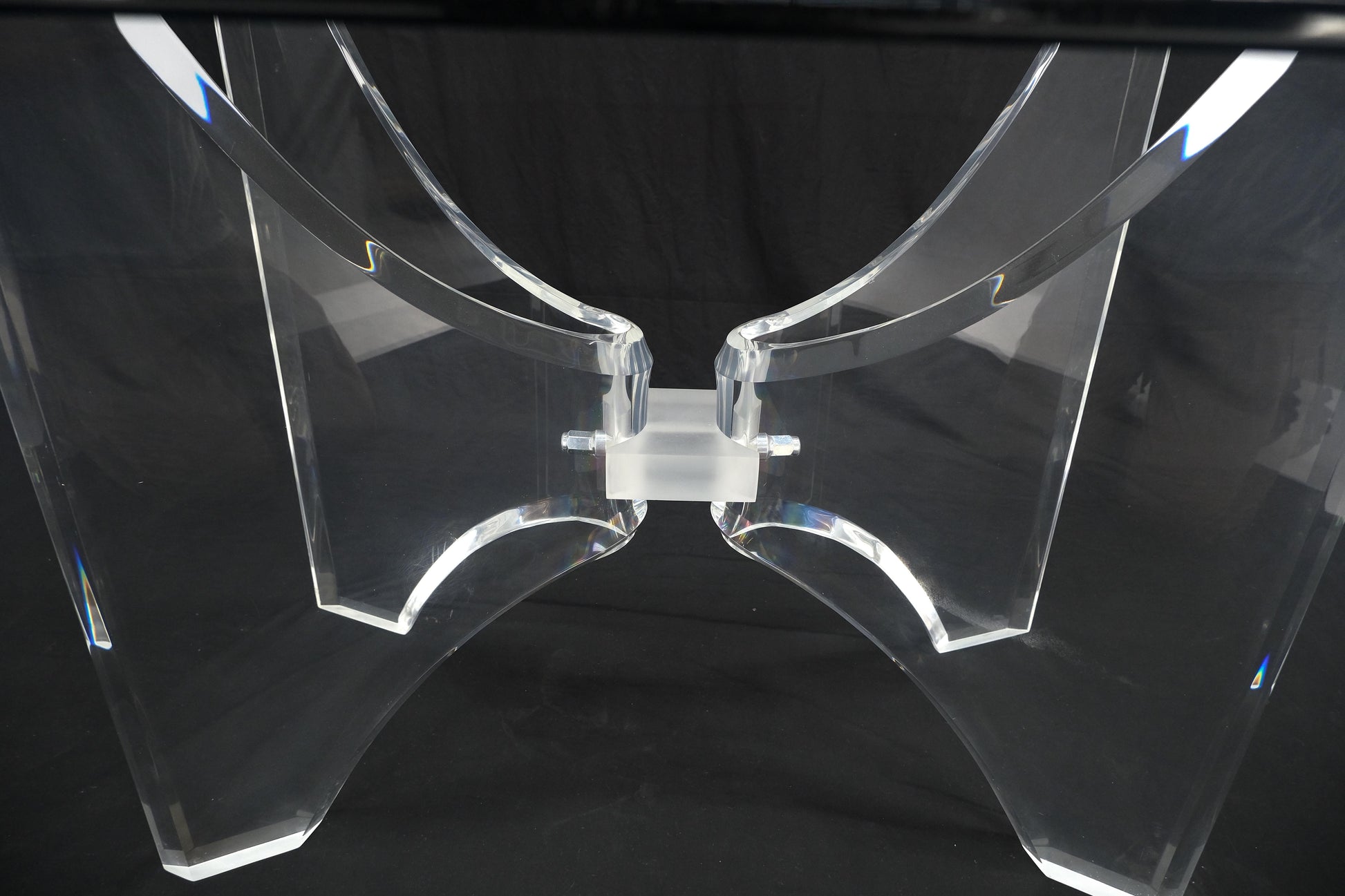 EstablishedLines Oval Boat Shape Glass Top Butterfly Lucite Base 88" Long Dining Conference Table