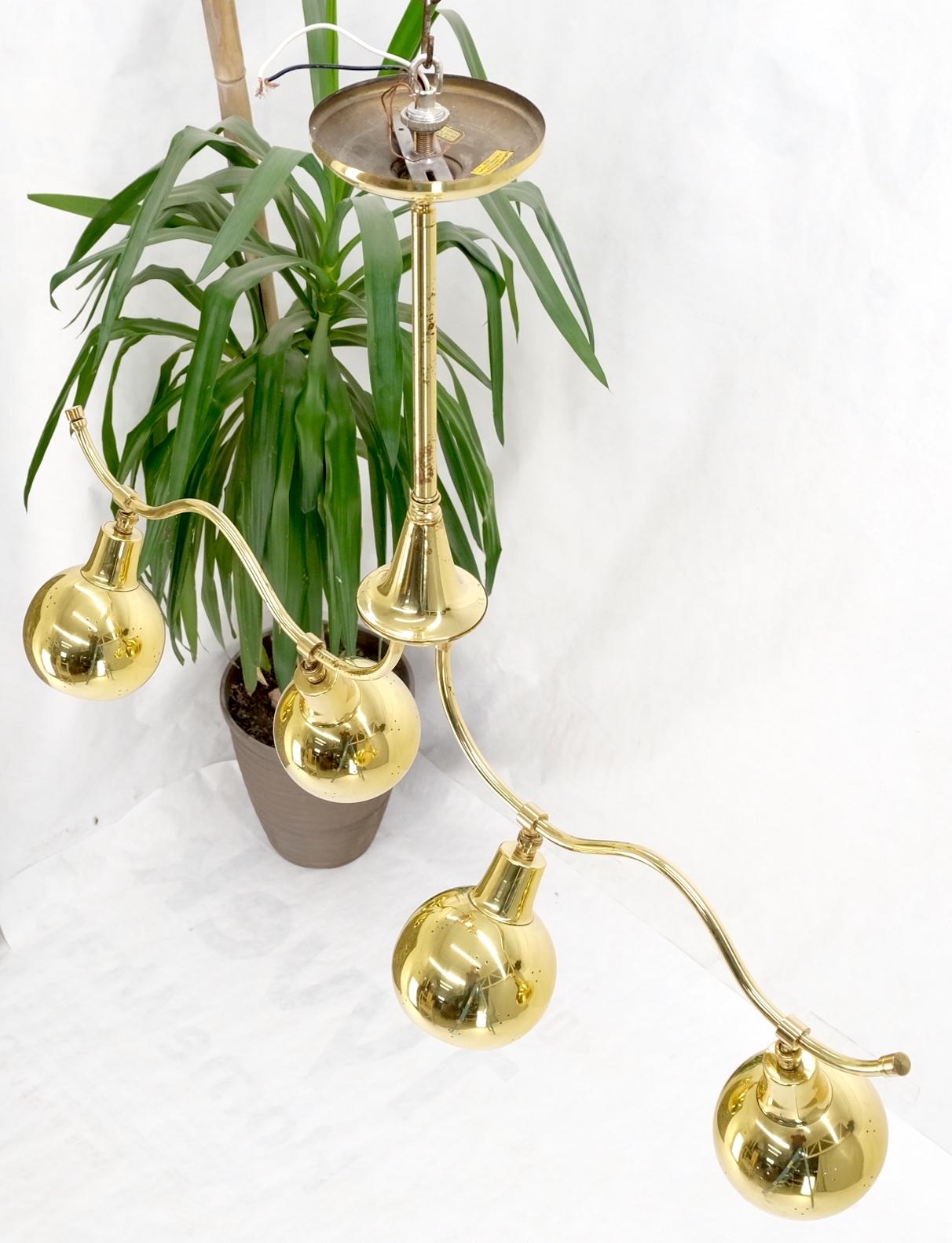 EstablishedLines Solid Polished Brass Ball Pear Shape Shades Light Bar Pool Table Fixture Chandel