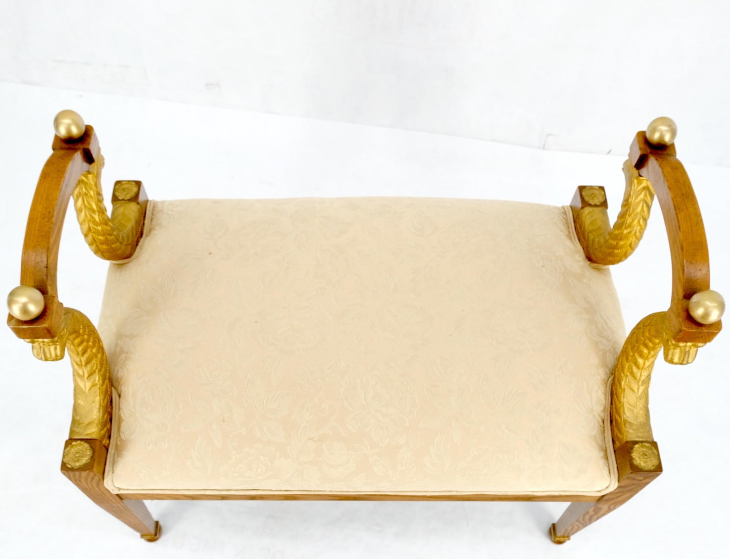 EstablishedLines Baker Carved Gilt Dolphins Motif Window Hall Bench Quality