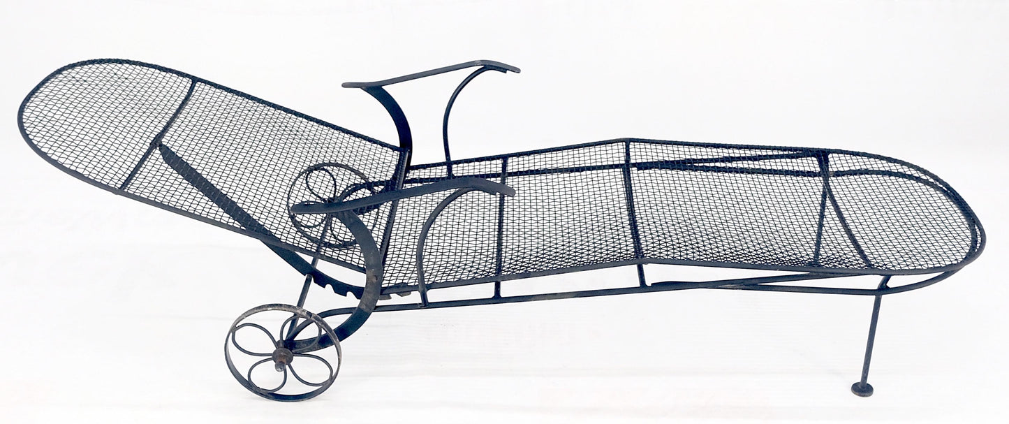 EstablishedLines Russel Woodard Mesh Body Adjustable Back Chaise Lounge on Wheels 1960s MINT