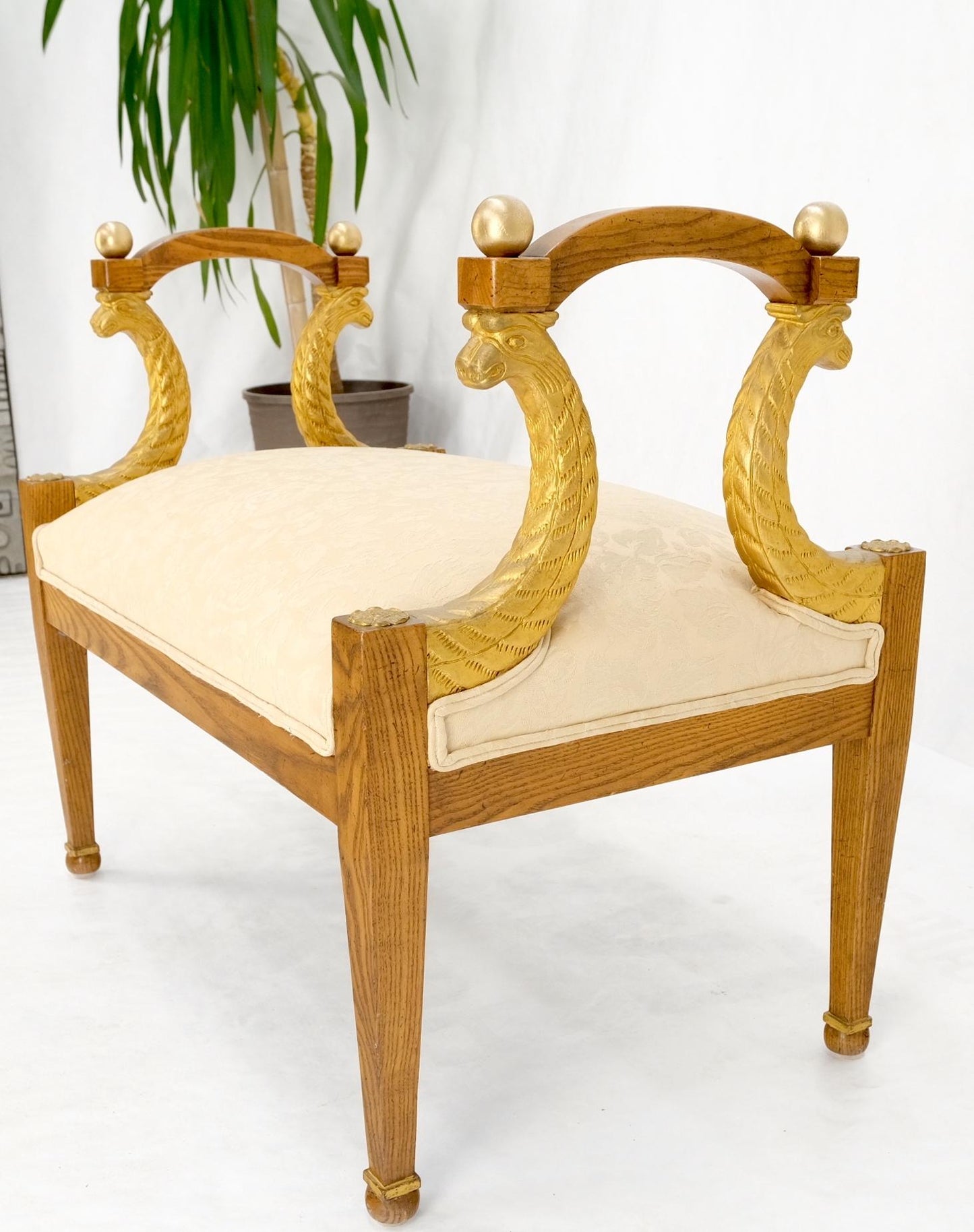 EstablishedLines Baker Carved Gilt Dolphins Motif Window Hall Bench Quality