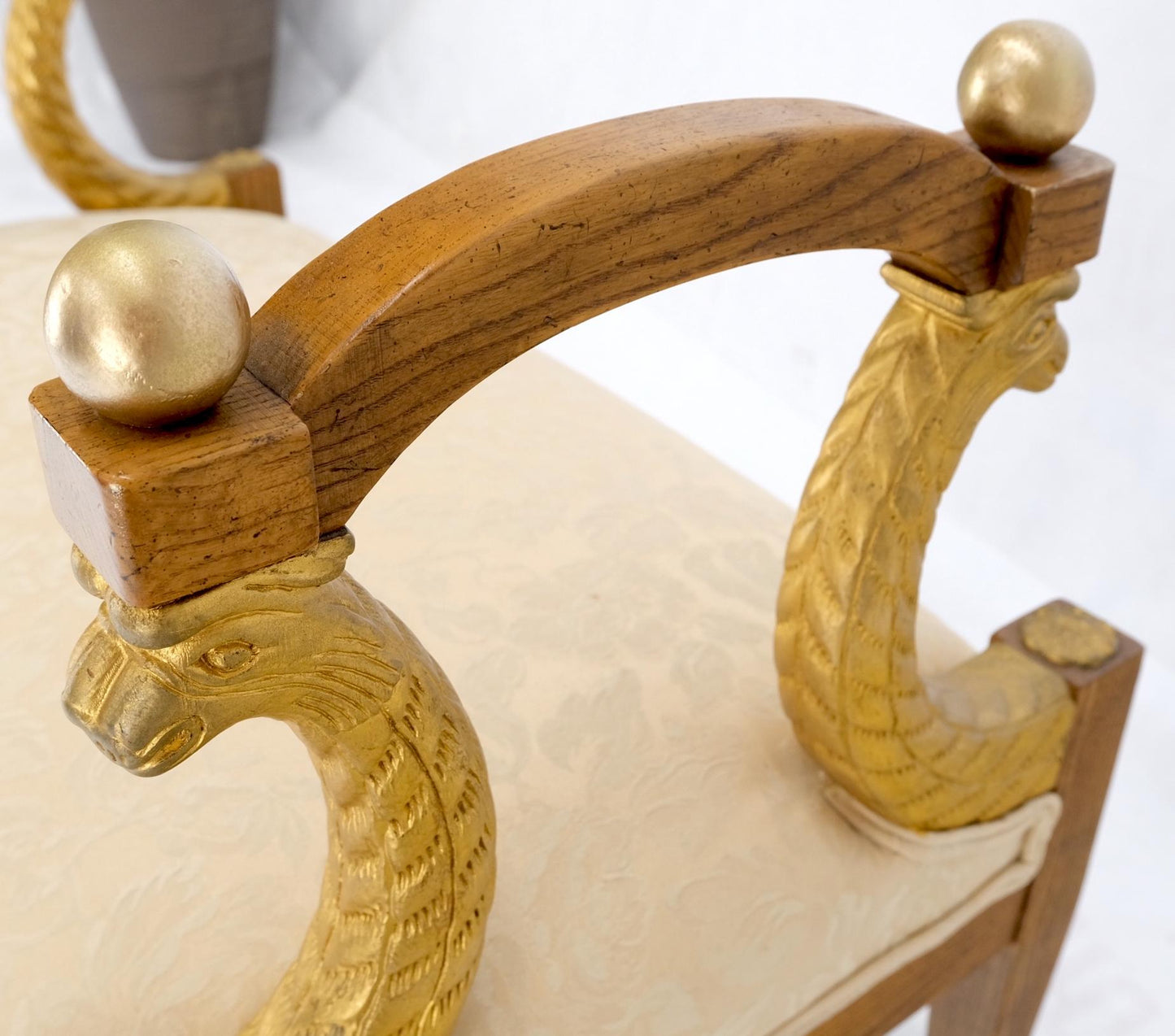 EstablishedLines Baker Carved Gilt Dolphins Motif Window Hall Bench Quality