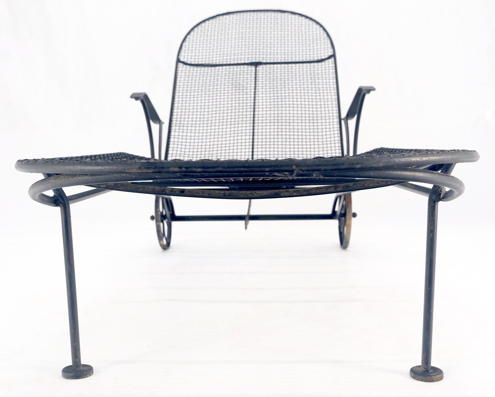 EstablishedLines Russel Woodard Mesh Body Adjustable Back Chaise Lounge on Wheels 1960s MINT