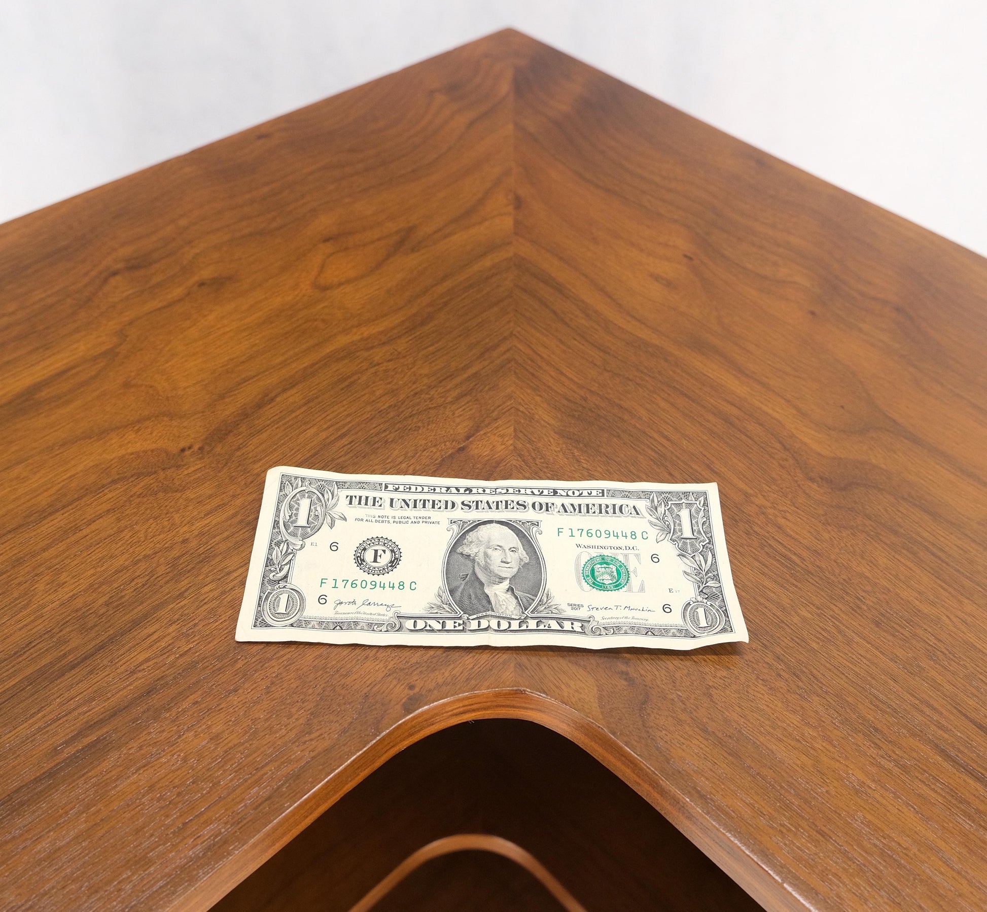 EstablishedLines Oiled Walnut Mid Century Modern Back Plinth Base 3 Tier Bookcase Shelves Cabinet