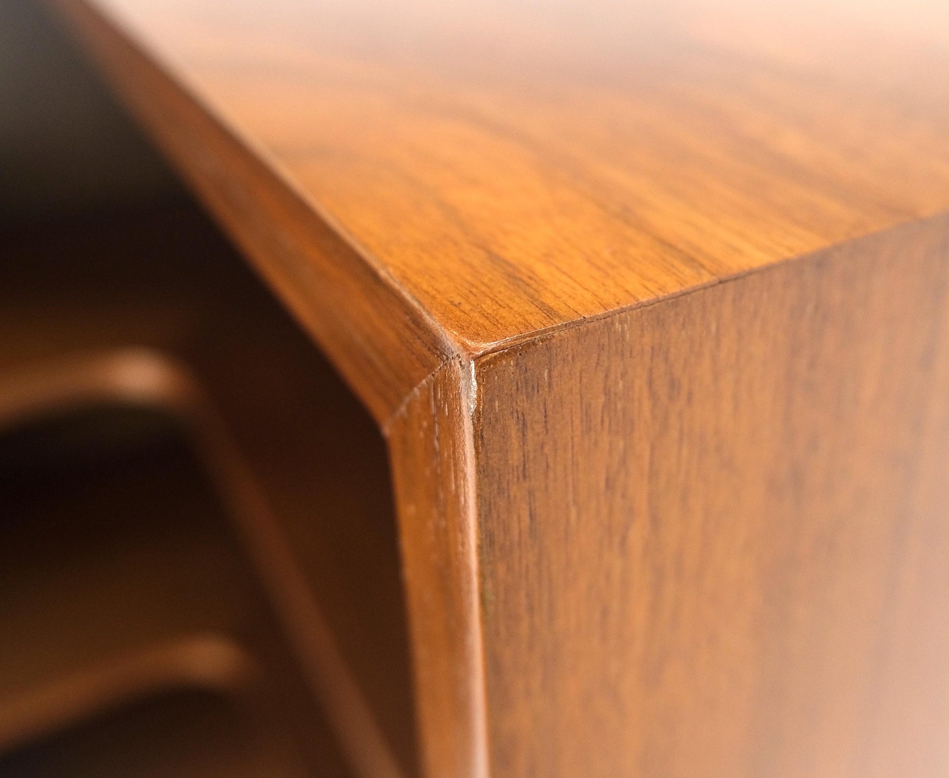 EstablishedLines Oiled Walnut Mid Century Modern Back Plinth Base 3 Tier Bookcase Shelves Cabinet